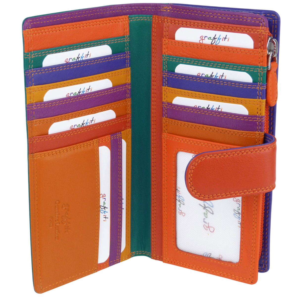Ladies Leather Tabbed Purse/Wallet by Golunski; Graffiti Gift Box Bright Colours - Picture 101 of 103