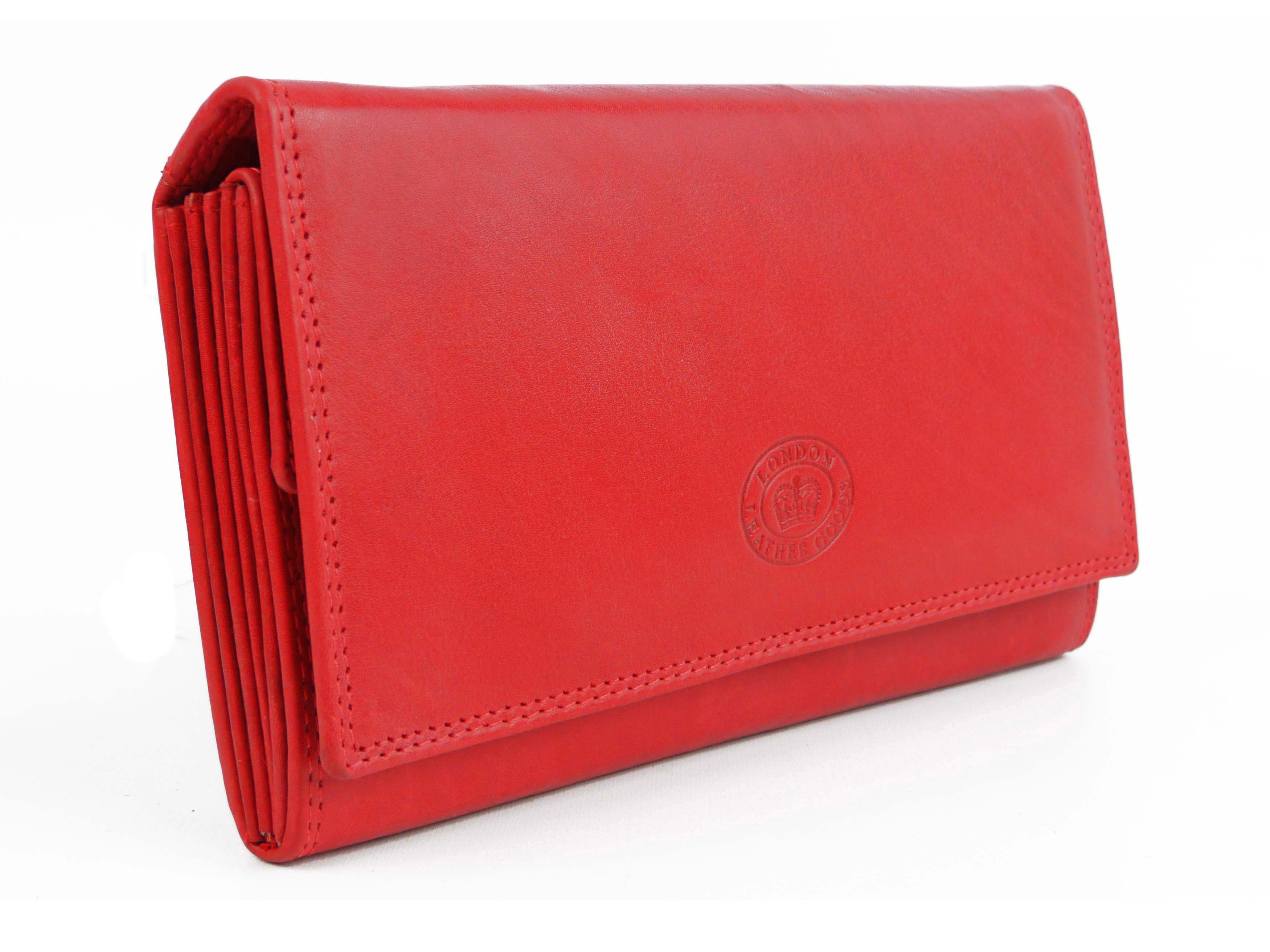 Ladies Soft Large Leather Flap-Over Purse/Wallet by London