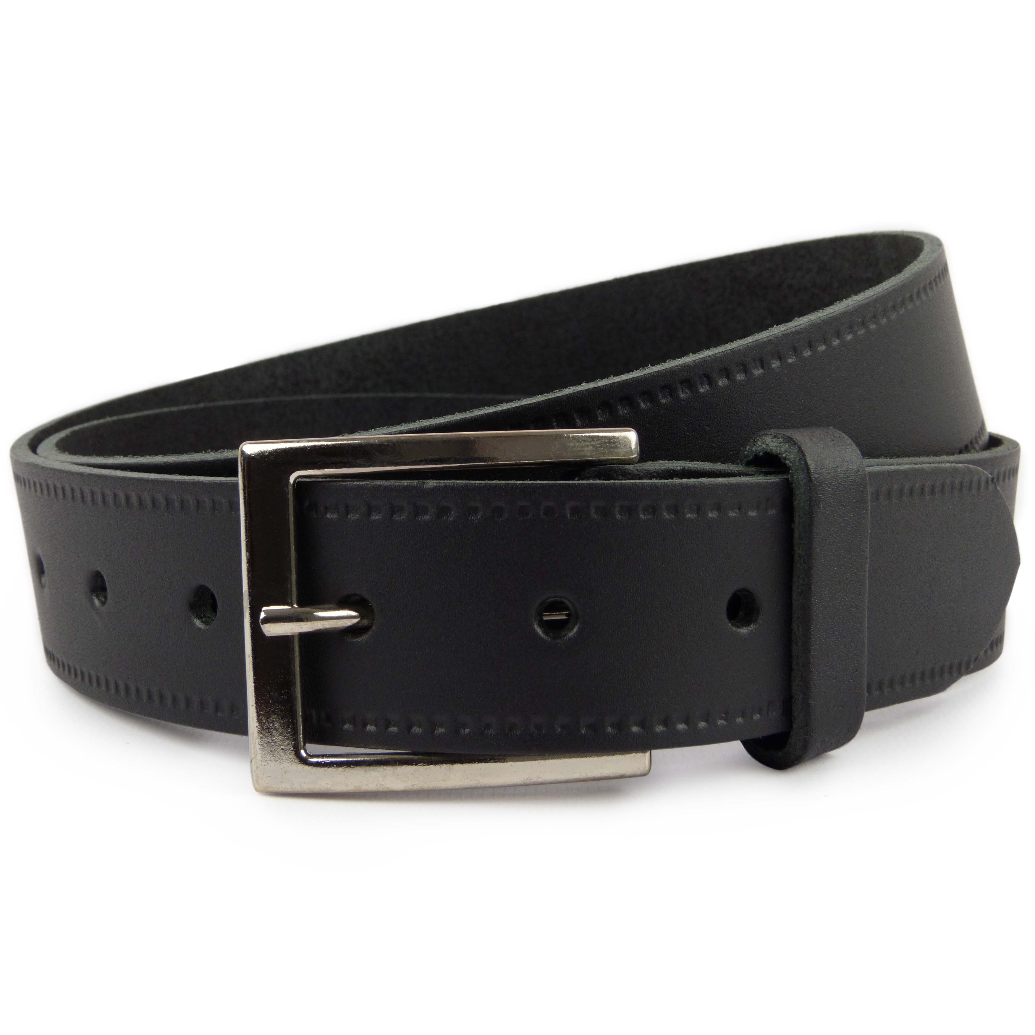 New Quality MENS Black REAL LEATHER BELT 1.35″ Wide by Oakridge Sizes up to 49″