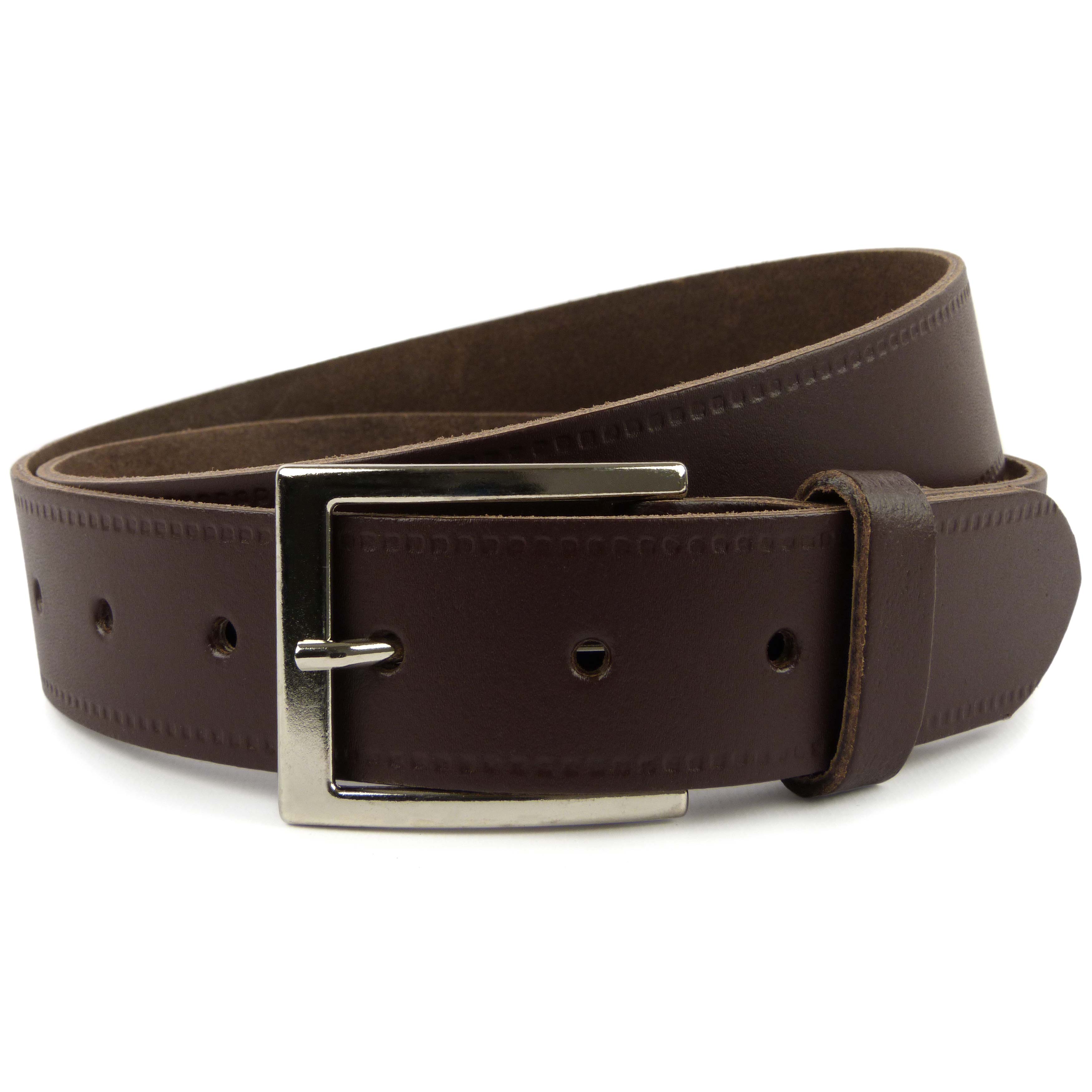 New Quality MENS Brown REAL LEATHER BELT 1.35″ Wide by Oakridge Sizes up to 49″