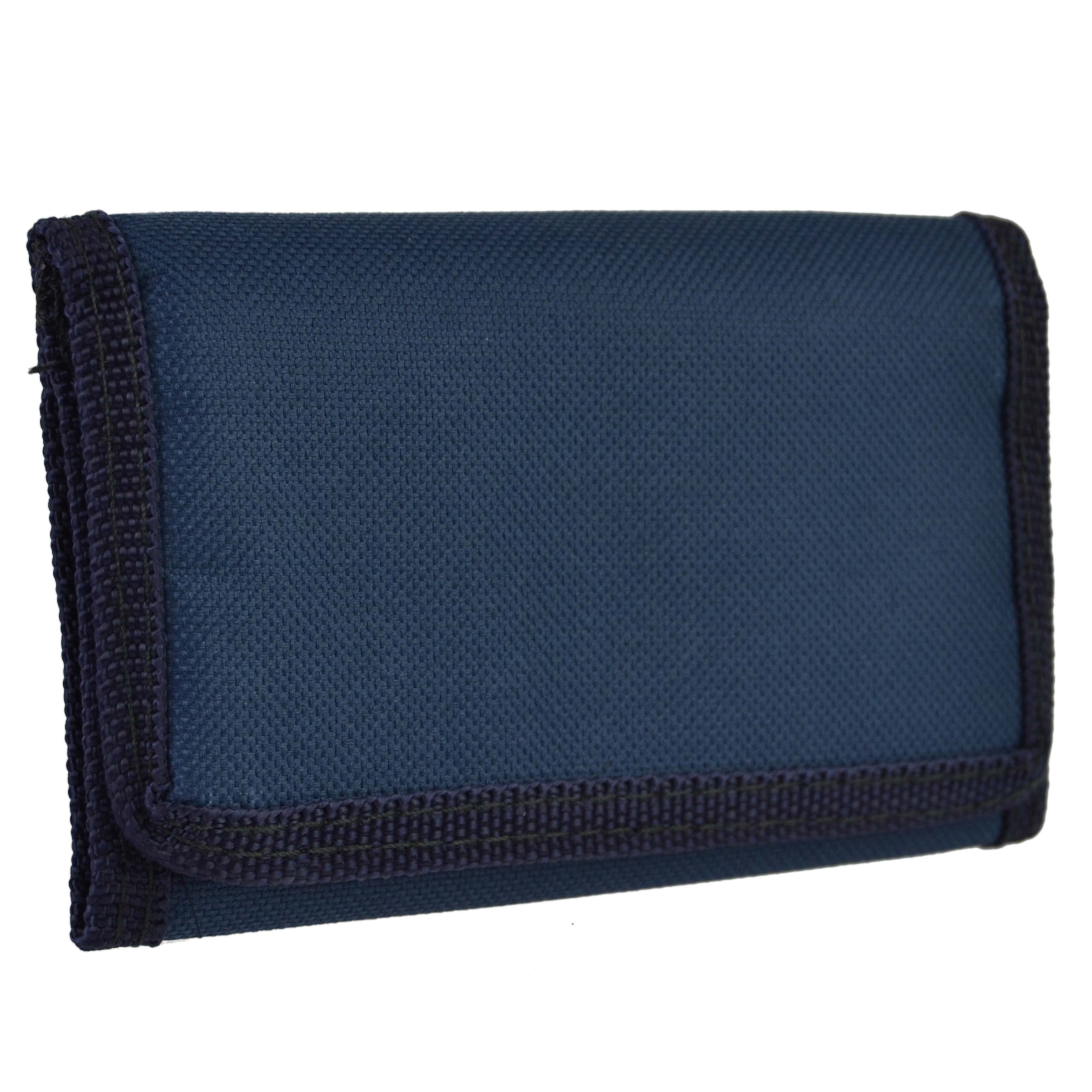Mens Boys Girls Plain Canvas Tri-Fold Wallet Black Red Navy Handy - Picture 7 of 21
