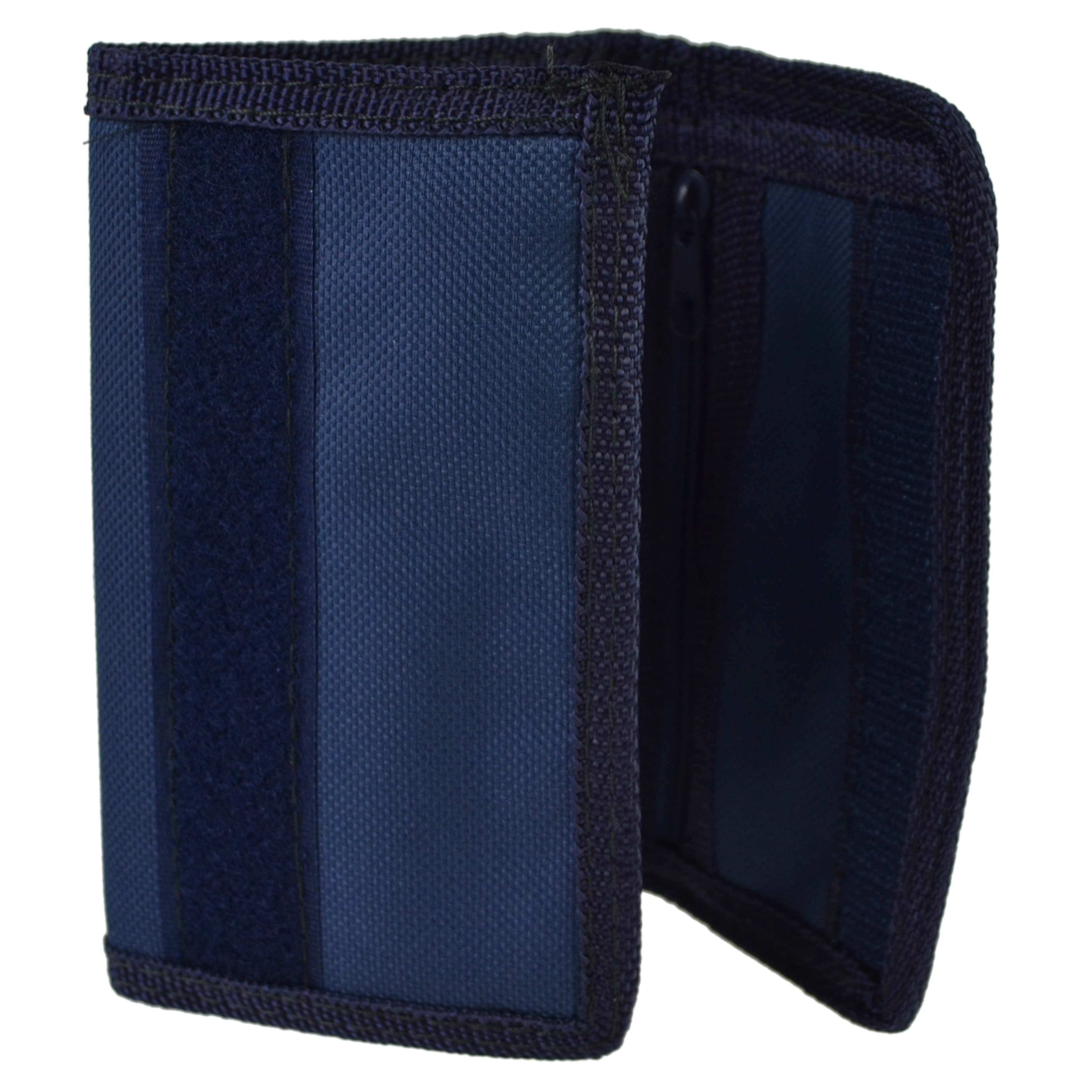 Mens Boys Girls Plain Canvas Tri-Fold Wallet Black Red Navy Handy - Picture 9 of 21