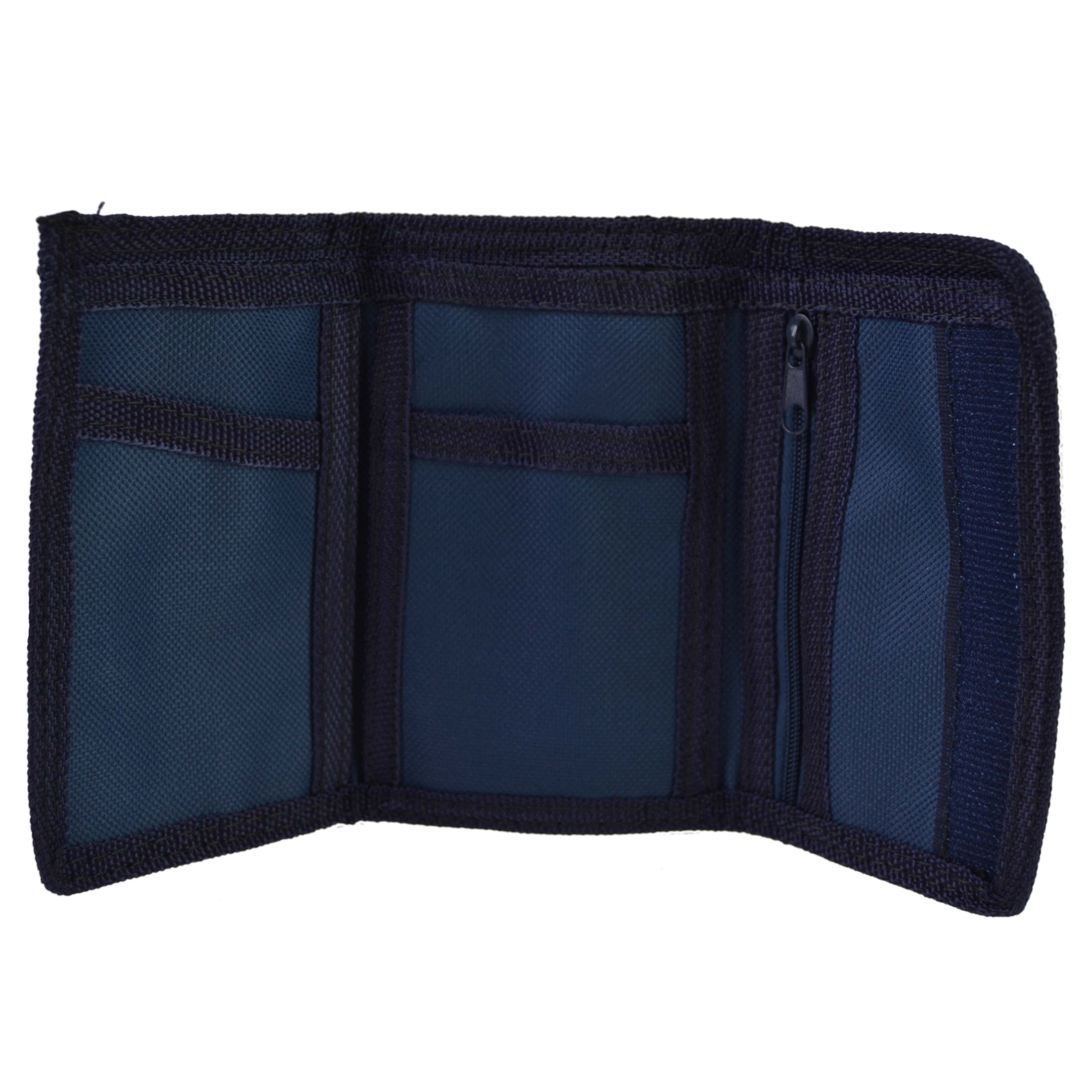 Mens Boys Girls Plain Canvas Tri-Fold Wallet Black Red Navy Handy - Picture 10 of 21
