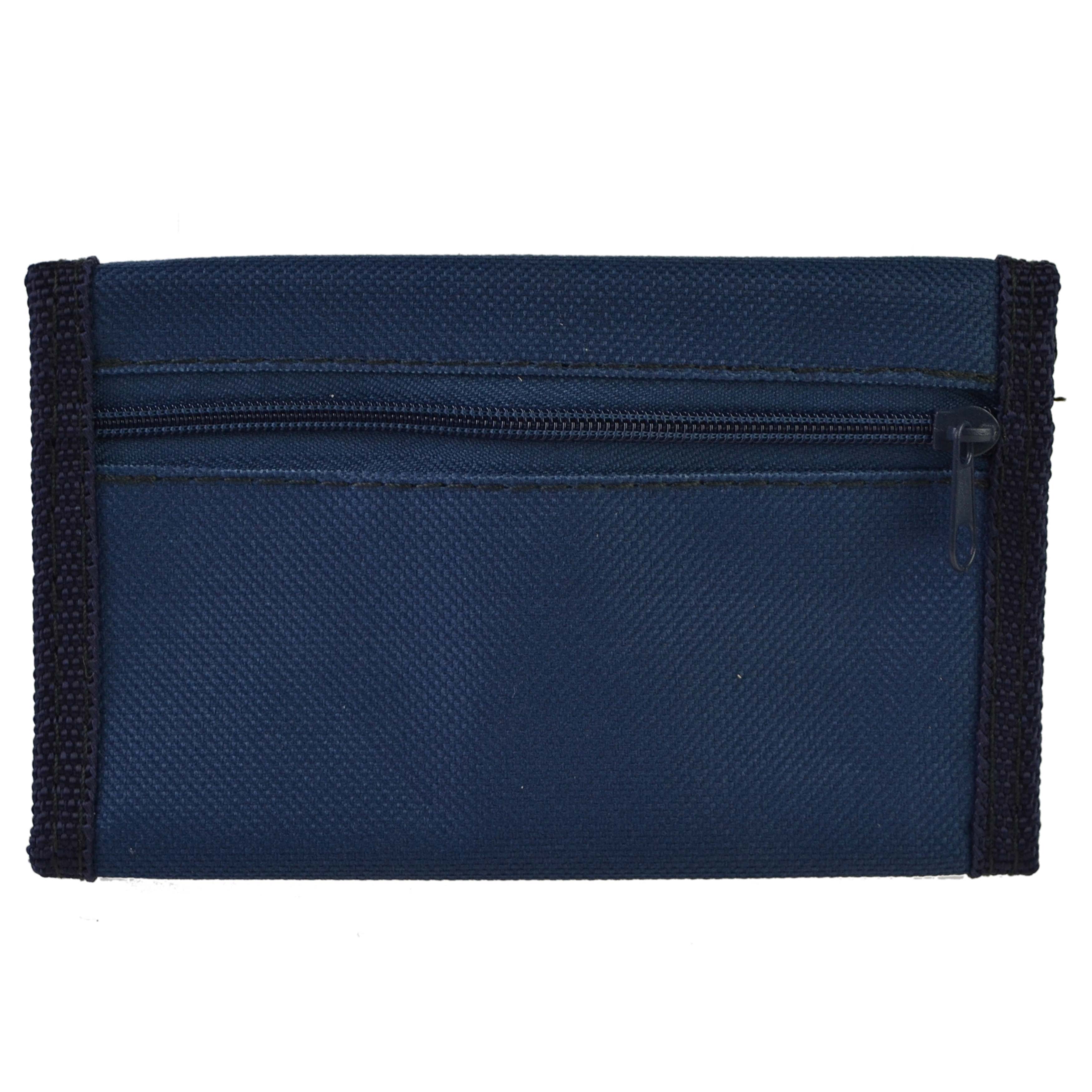 Mens Boys Girls Plain Canvas Tri-Fold Wallet Black Red Navy Handy - Picture 11 of 21
