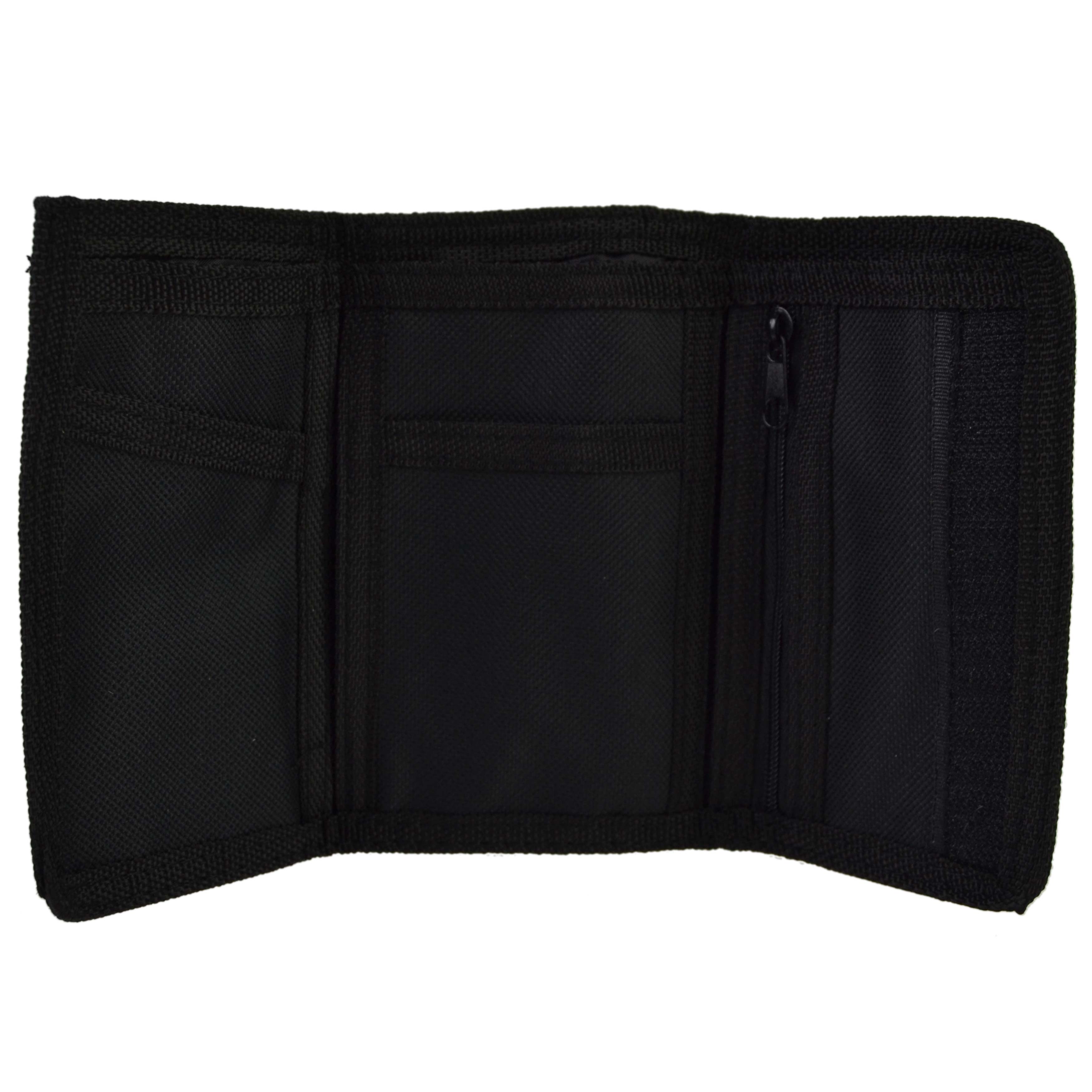 Mens Boys Girls Plain Canvas Tri-Fold Wallet Black Red Navy Handy - Picture 20 of 21