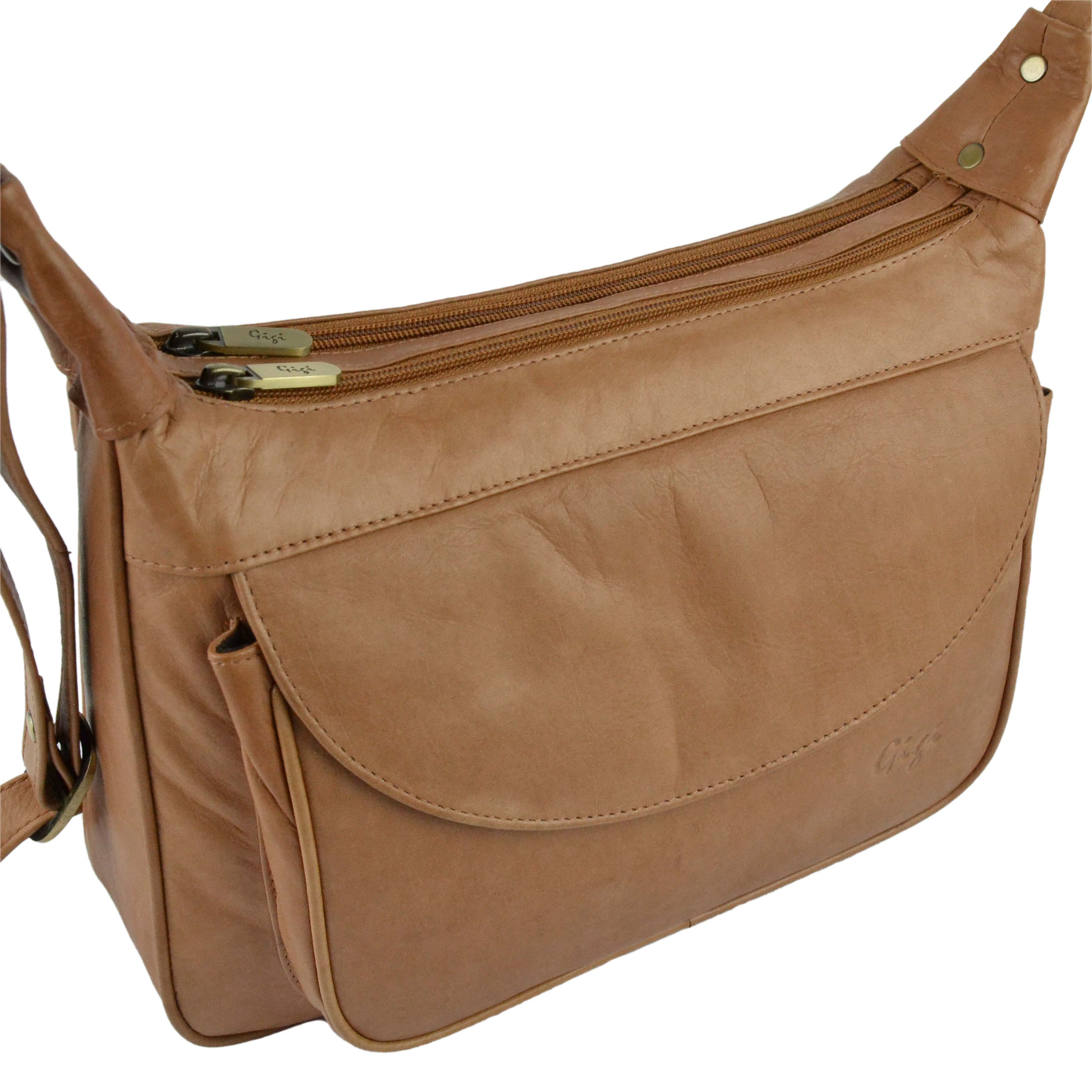 Damen Weiche Leder-Schultertasche Von GiGi Othello Collection Klassisch 271511566034