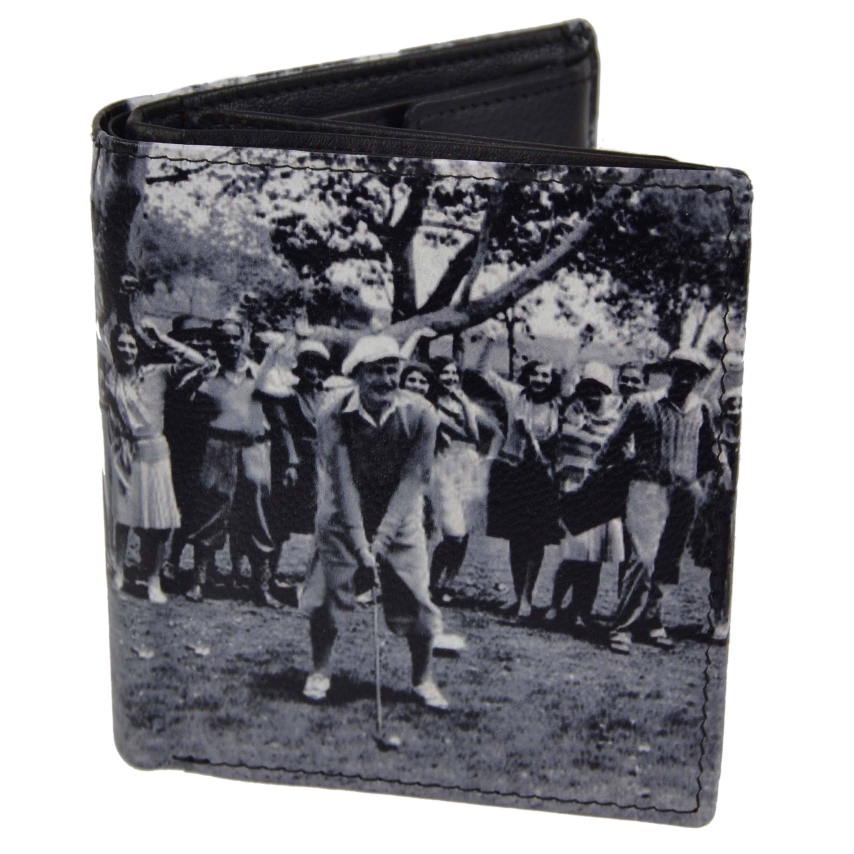 Mens Tri-fold Leather Wallet by Retro Golf Vintage Black & White Gift Box | eBay