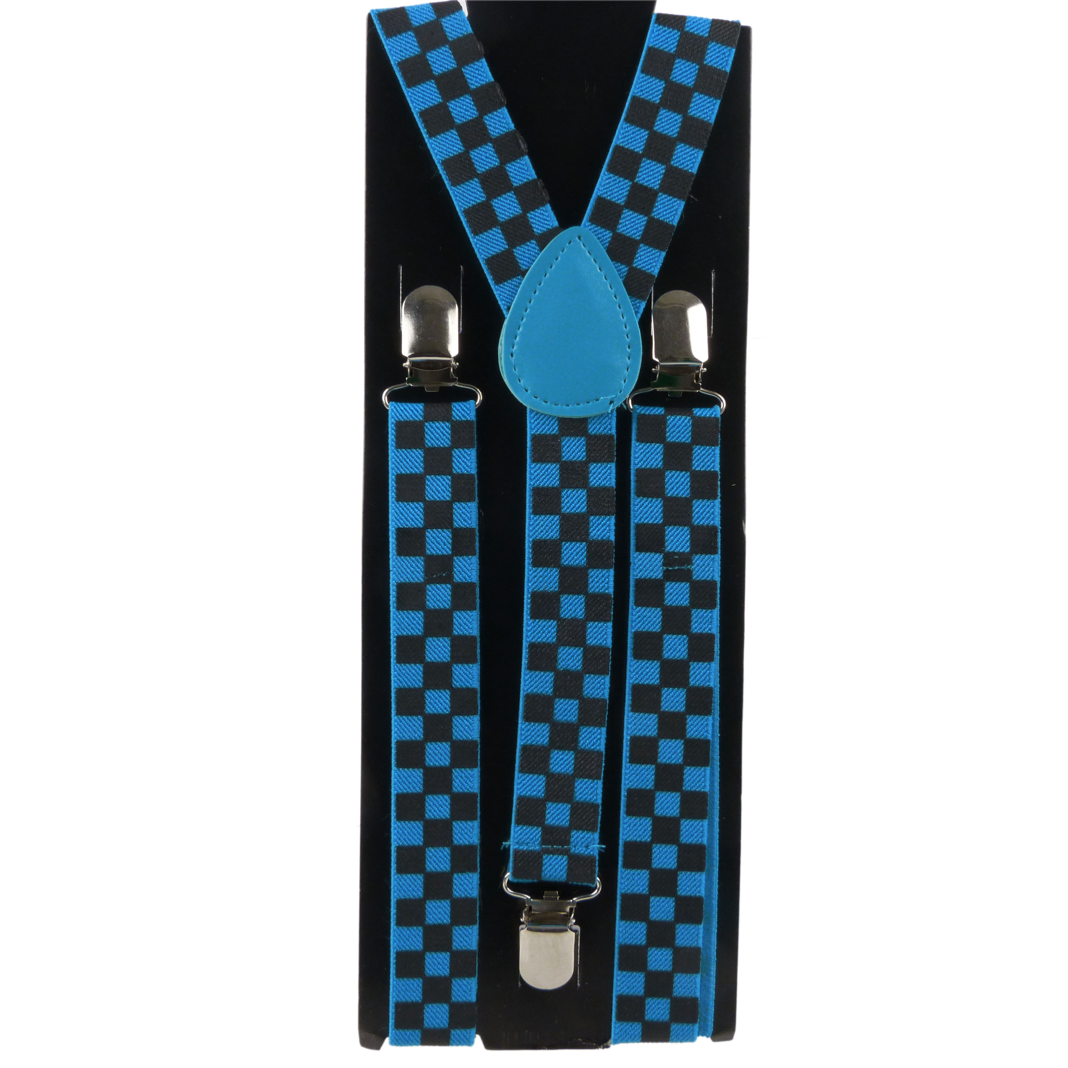 Retro Chequered Braces Suspenders Fancy Dress Punk Squares - Picture 6 of 8