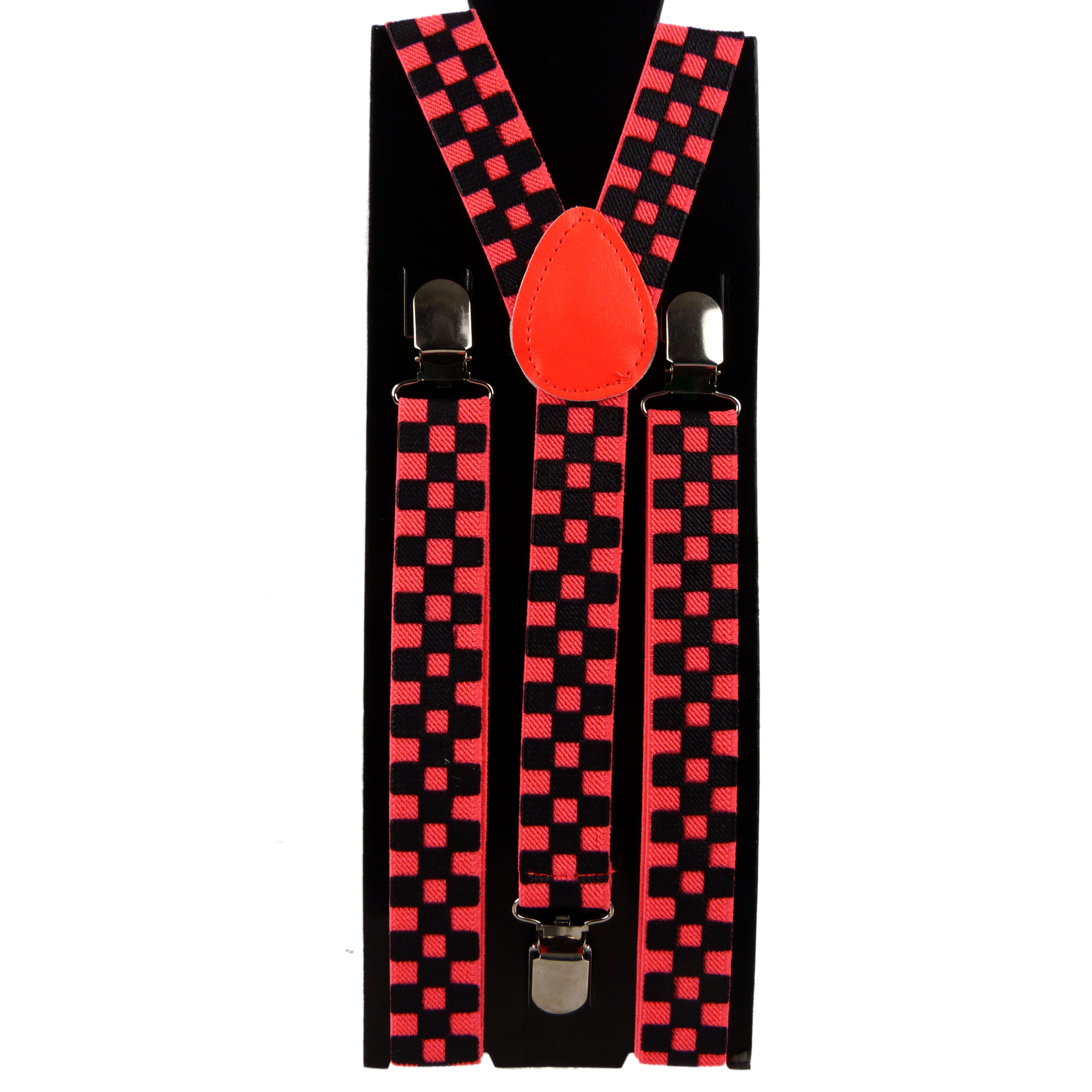 Retro Chequered Braces Suspenders Fancy Dress Punk Squares - Picture 4 of 8