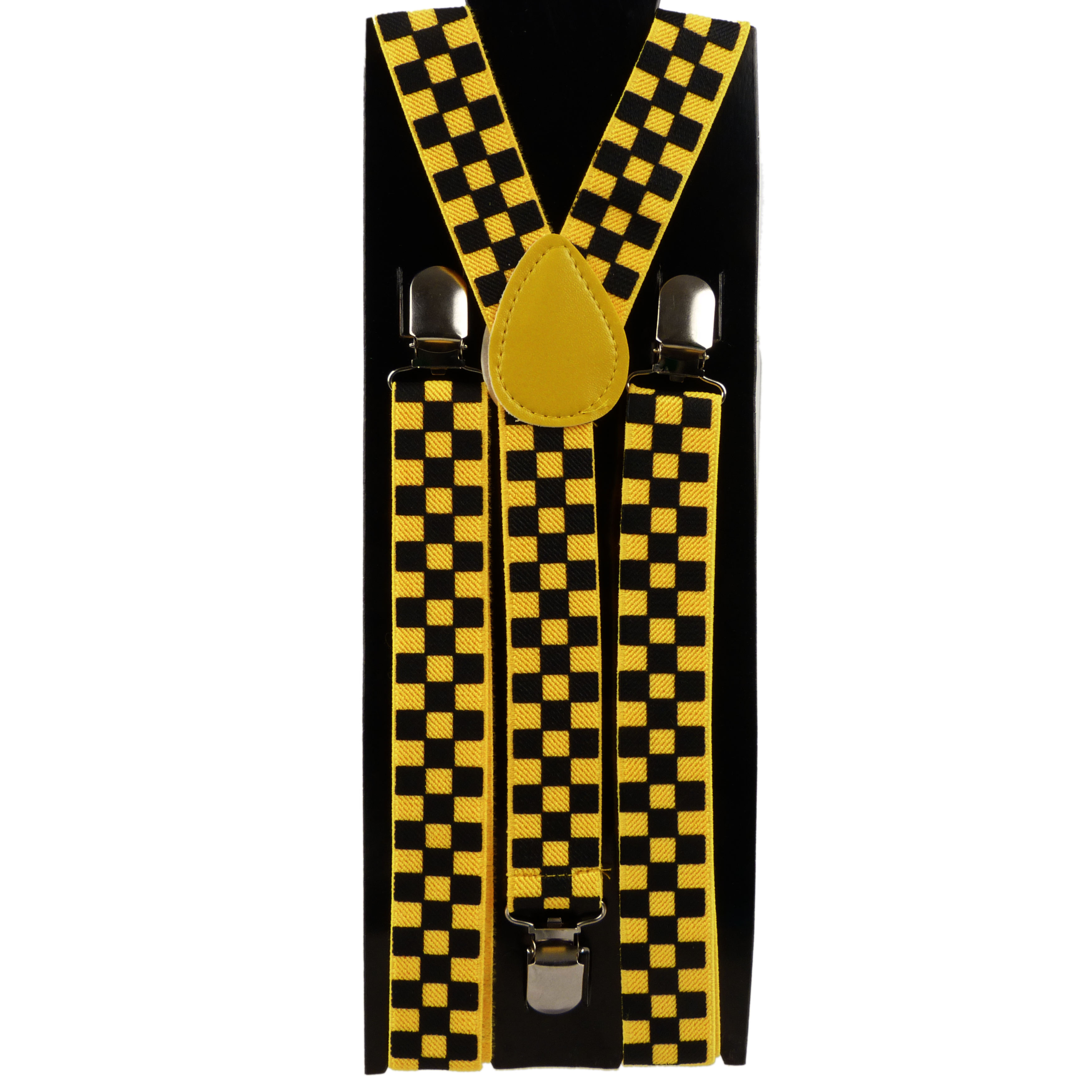 Retro Chequered Braces Suspenders Fancy Dress Punk Squares - Picture 8 of 8