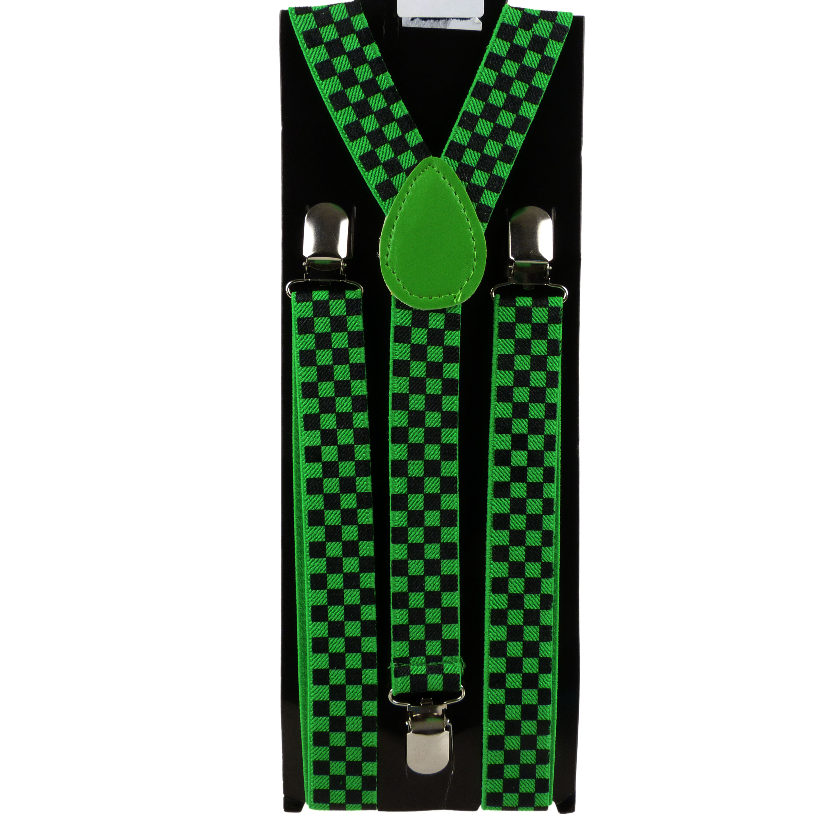 Retro Chequered Braces Suspenders Fancy Dress Punk Squares - Picture 3 of 8