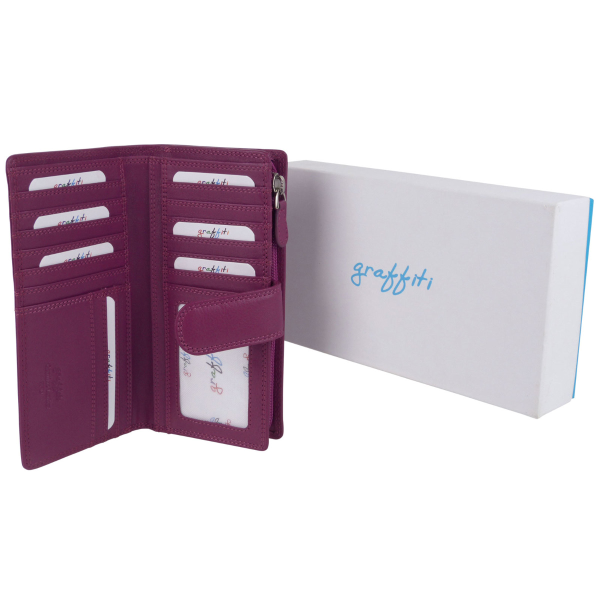 Ladies Leather Tabbed Purse/Wallet by Golunski; Graffiti Gift Box Bright Colours - Picture 45 of 103