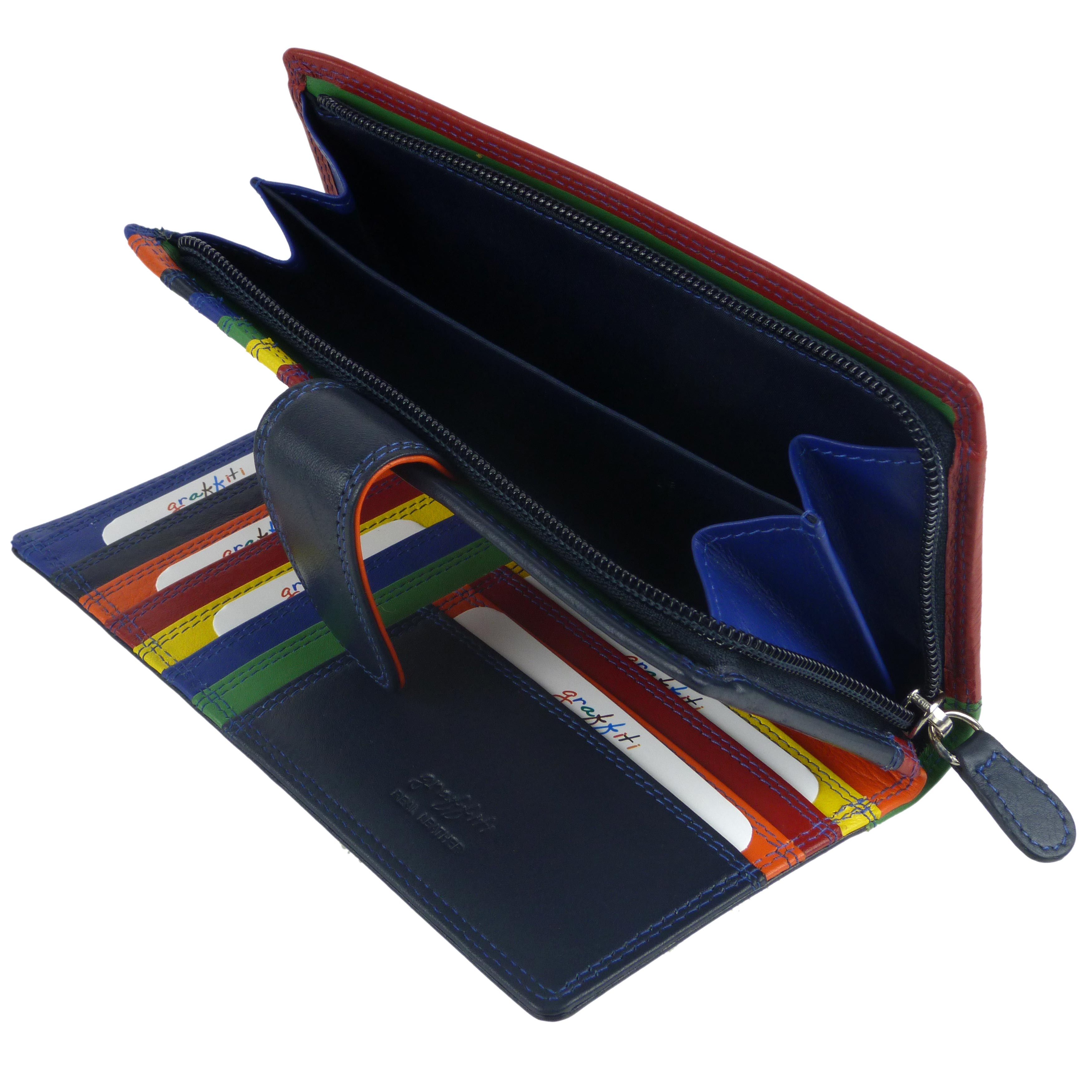 Ladies Leather Tabbed Purse/Wallet by Golunski; Graffiti Gift Box Bright Colours - Picture 36 of 103
