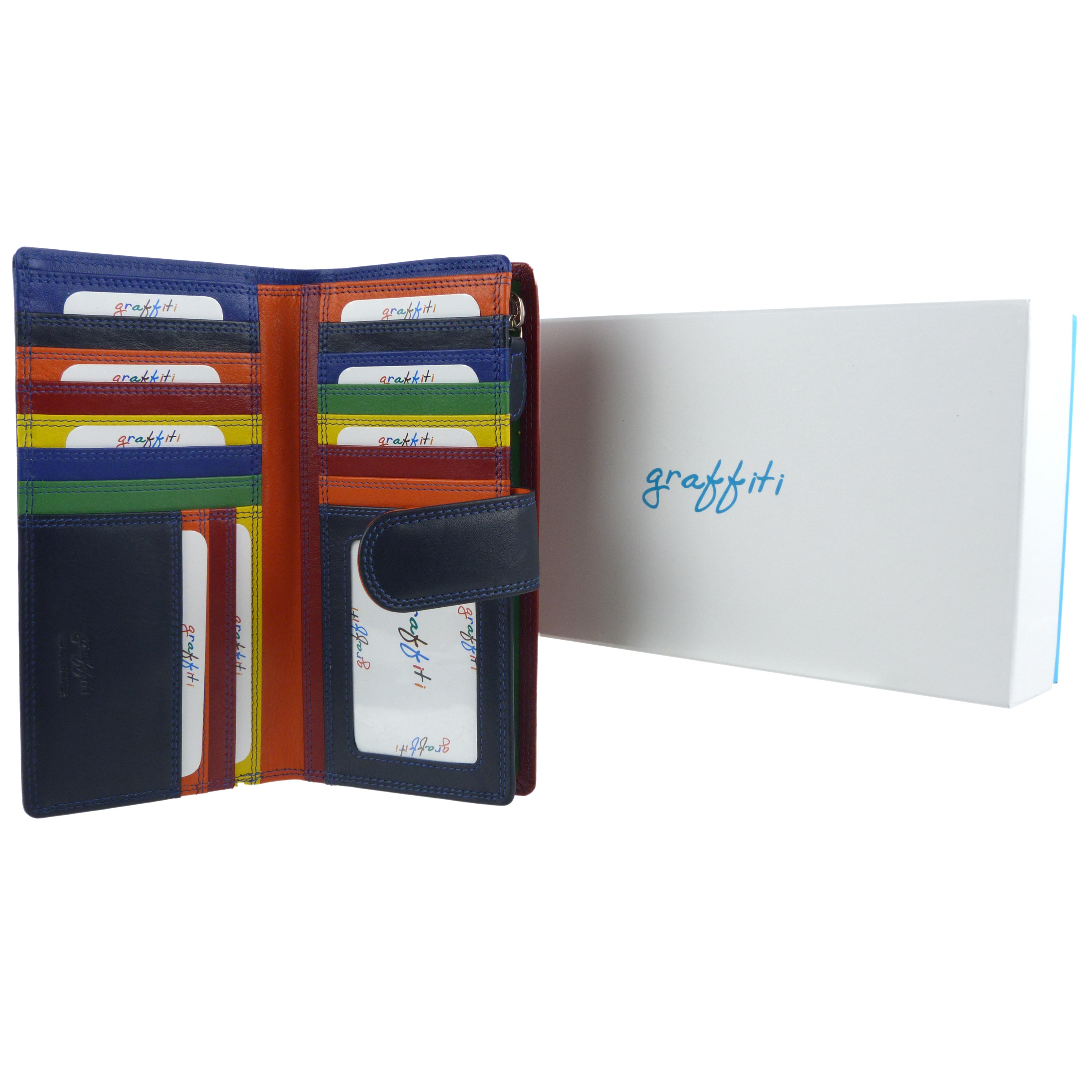 Ladies Leather Tabbed Purse/Wallet by Golunski; Graffiti Gift Box Bright Colours - Picture 33 of 103