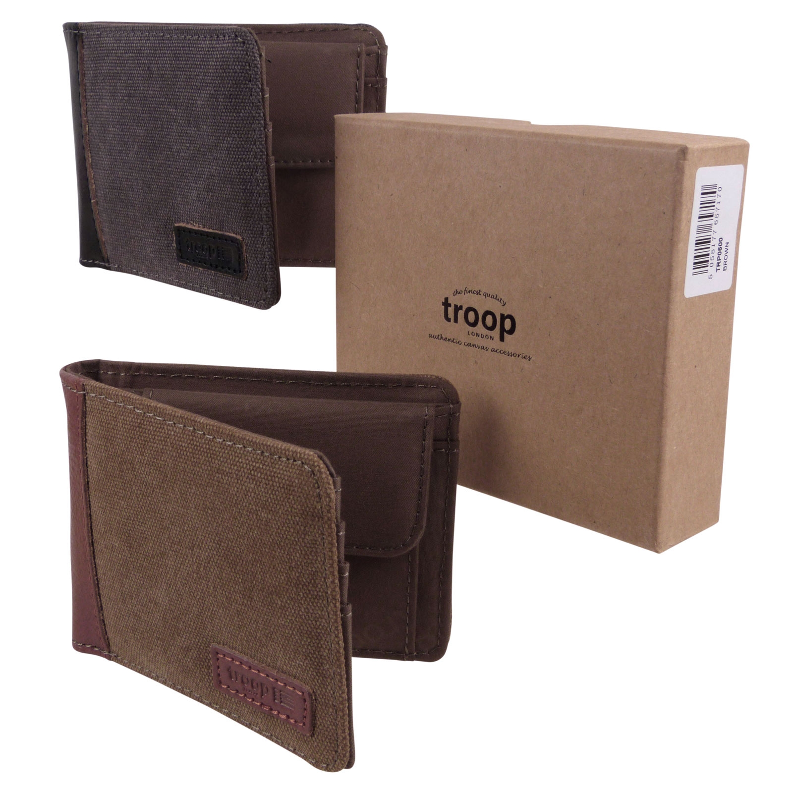 Mens Troop London Heritage Wallet Canvas Leather Bifold Gift Boxed | eBay