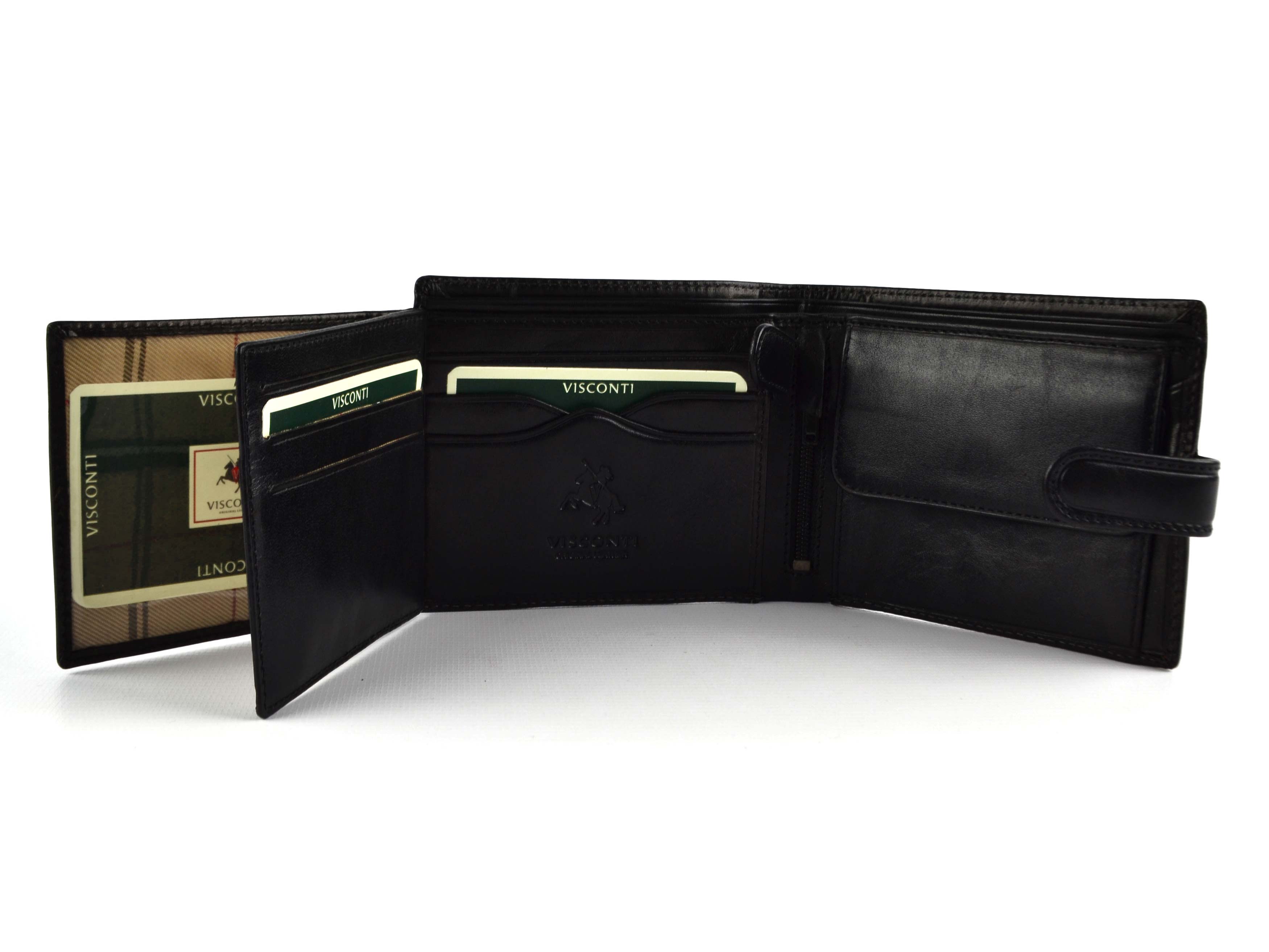 Cartera italiana de cuero con pestañas para hombre de Visconti; colección Monza regalo en caja - Imagen 9 de 15