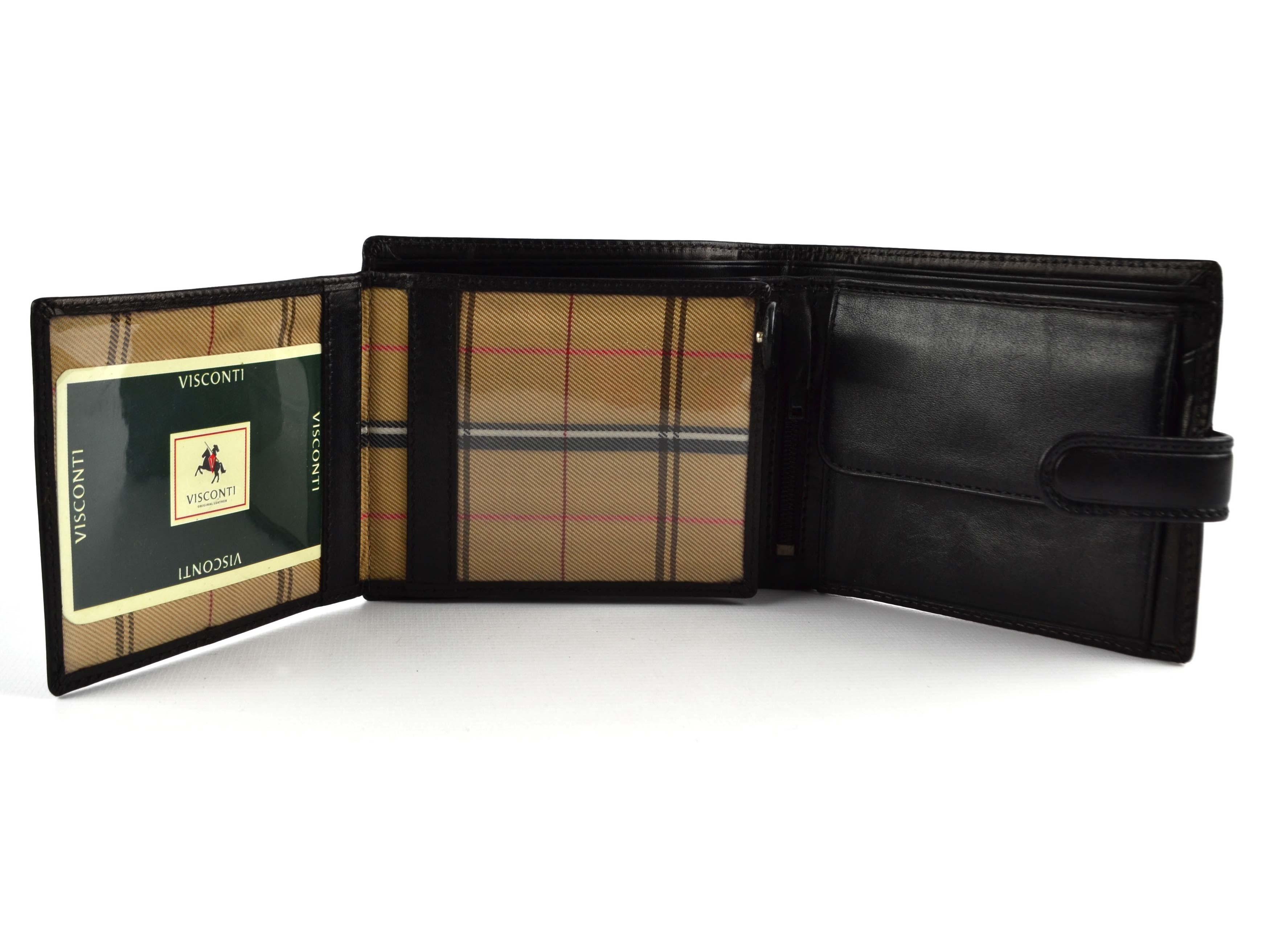 Cartera italiana de cuero con pestañas para hombre de Visconti; colección Monza regalo en caja - Imagen 8 de 15