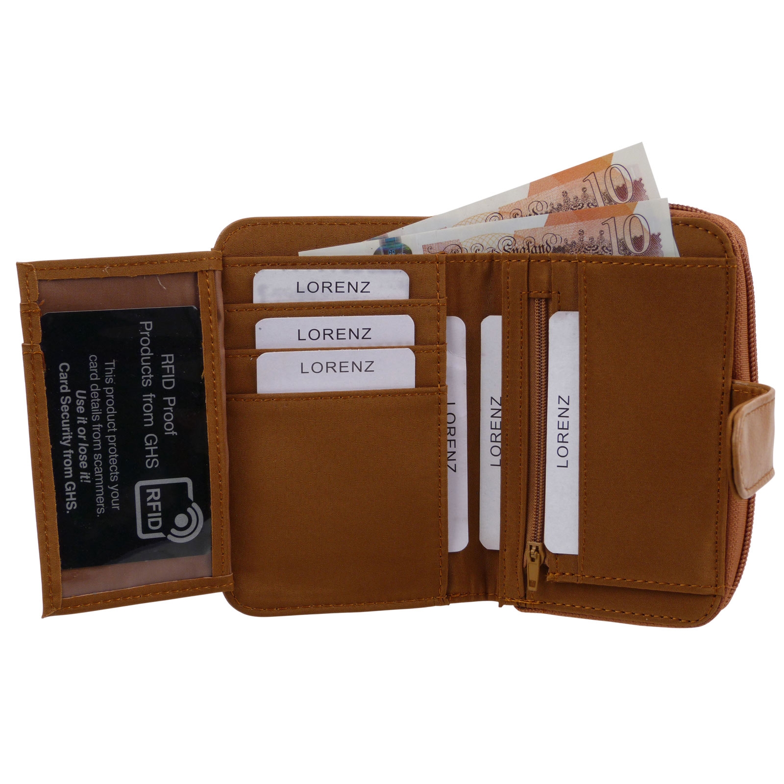 Cartera/billetera de cuero Lorenz con cremallera con bolsa de regalo gratuita - Imagen 38 de 40