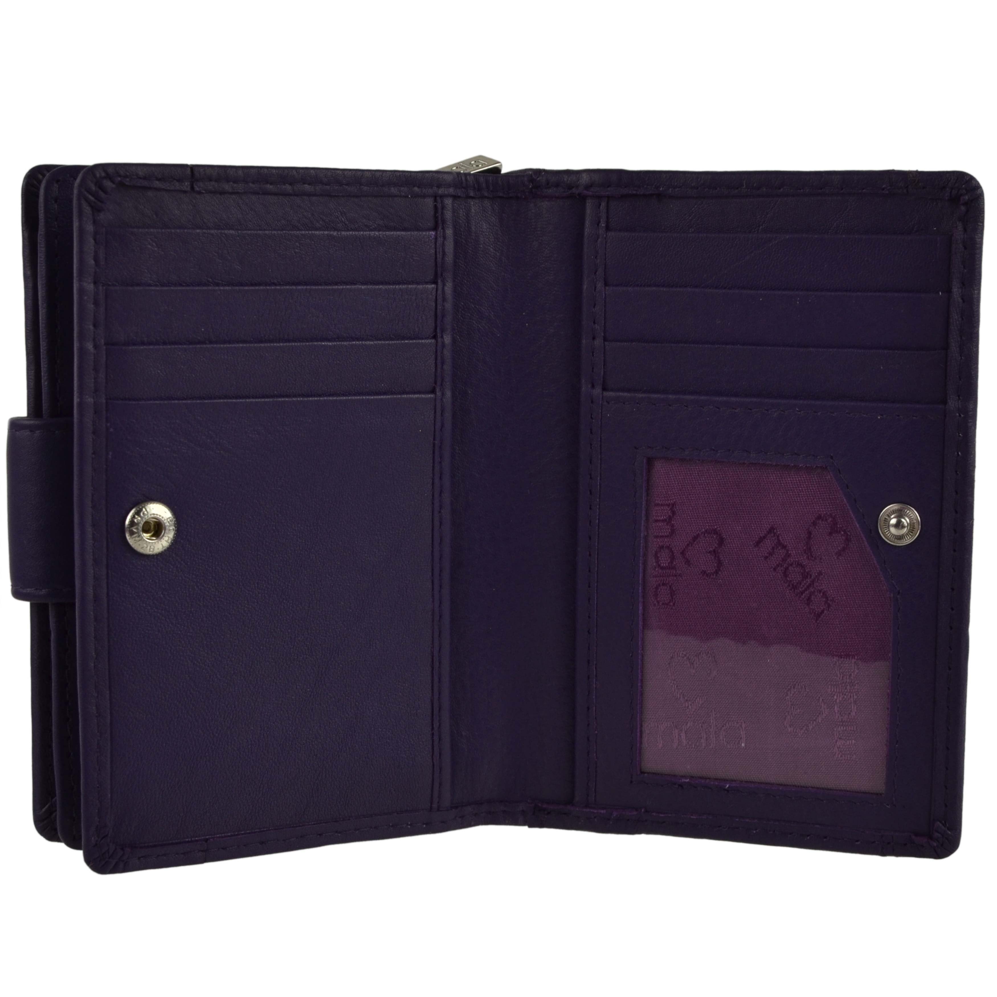 Mala Leather Women's Compact RFID Protection Purse - Soft Leather, 13 Card Slots, Zippered Coin Pocket, Approx. 4.75"x3.5"x0.75", Black - View #4