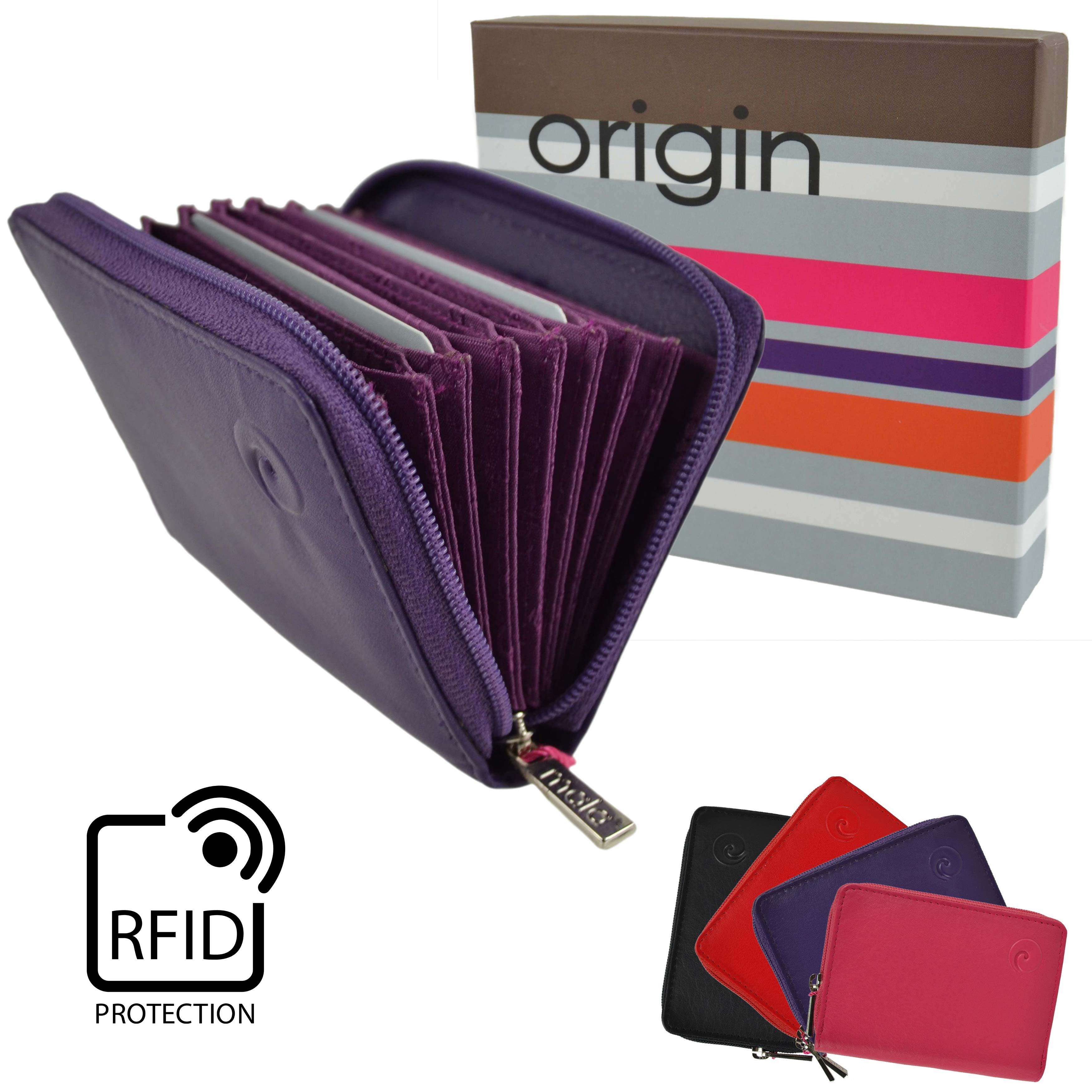 Sicura RFID Londra Collezione Large Nero Multi Colore Matinee Borsetta in Scatola
