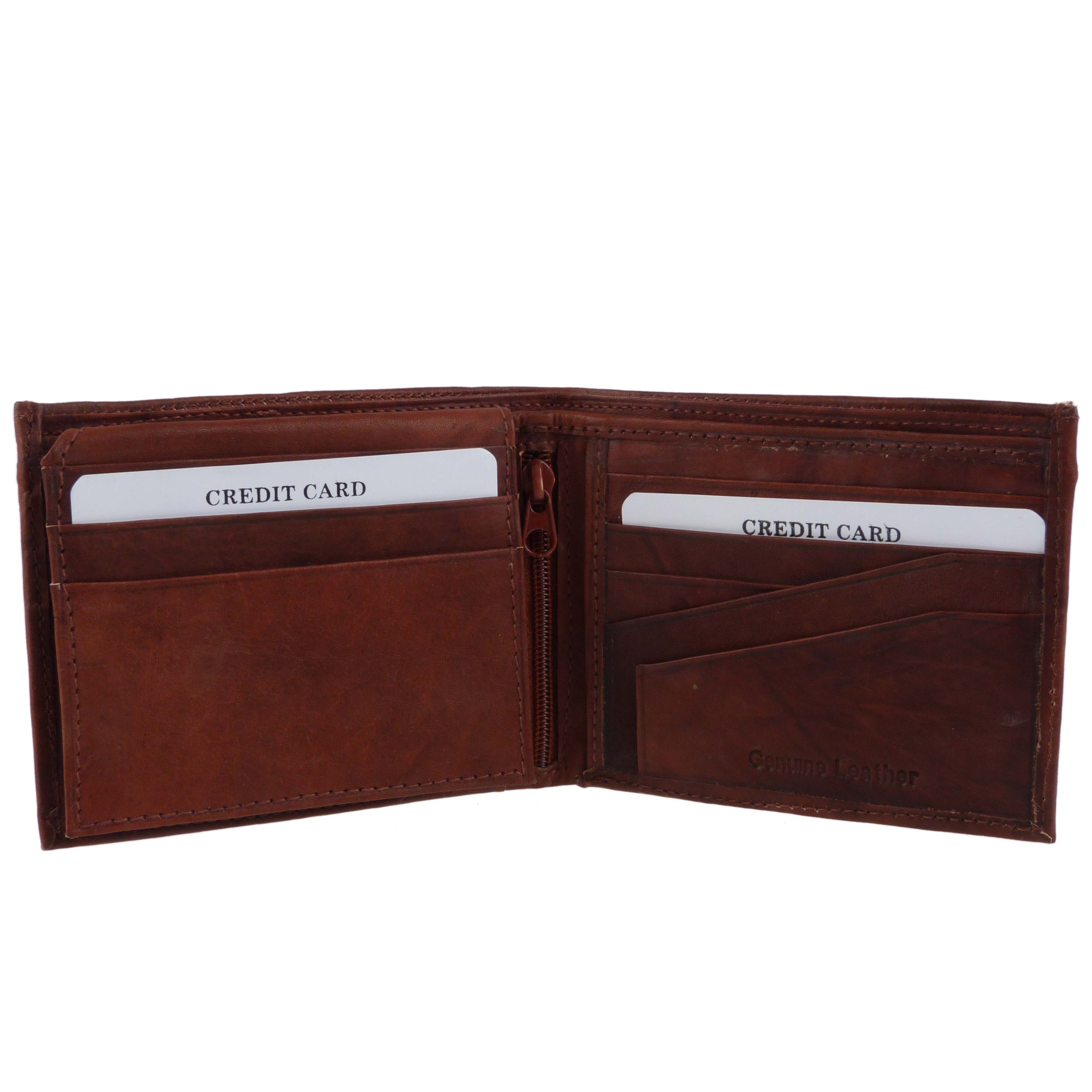 Billetera suave de cuero doble plegable para hombre de Oakridge sección abatible ranuras para tarjetas - Imagen 3 de 7