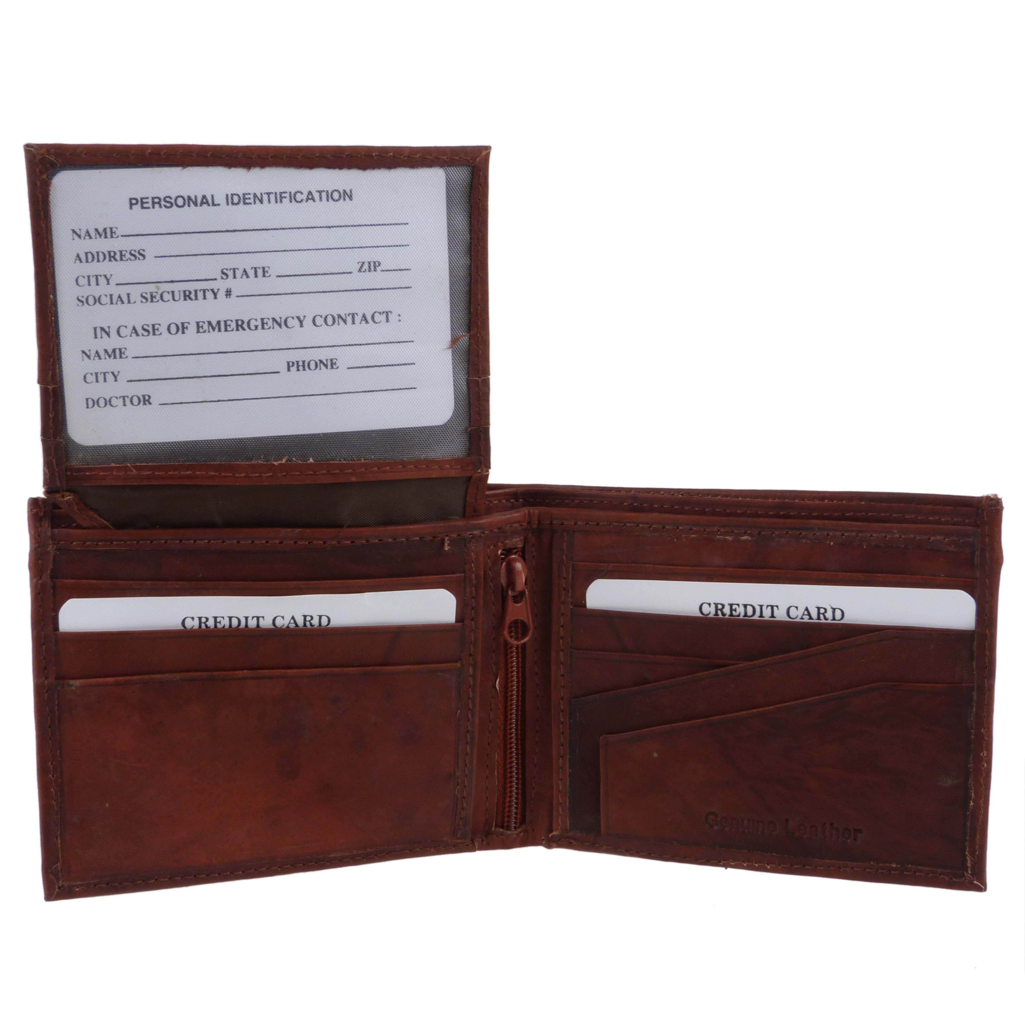Billetera suave de cuero doble plegable para hombre de Oakridge sección abatible ranuras para tarjetas - Imagen 1 de 7