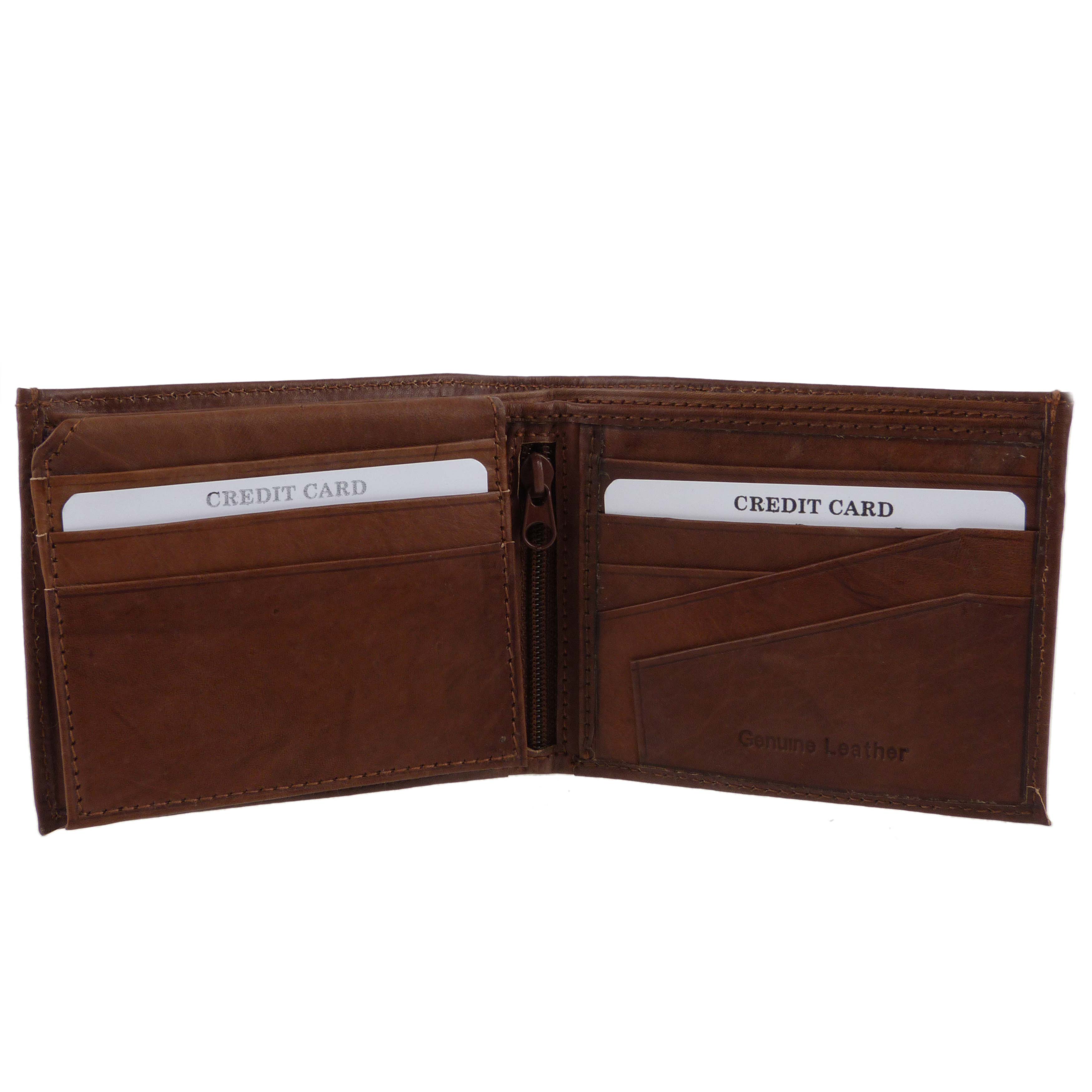 Billetera suave de cuero doble plegable para hombre de Oakridge sección abatible ranuras para tarjetas - Imagen 7 de 7