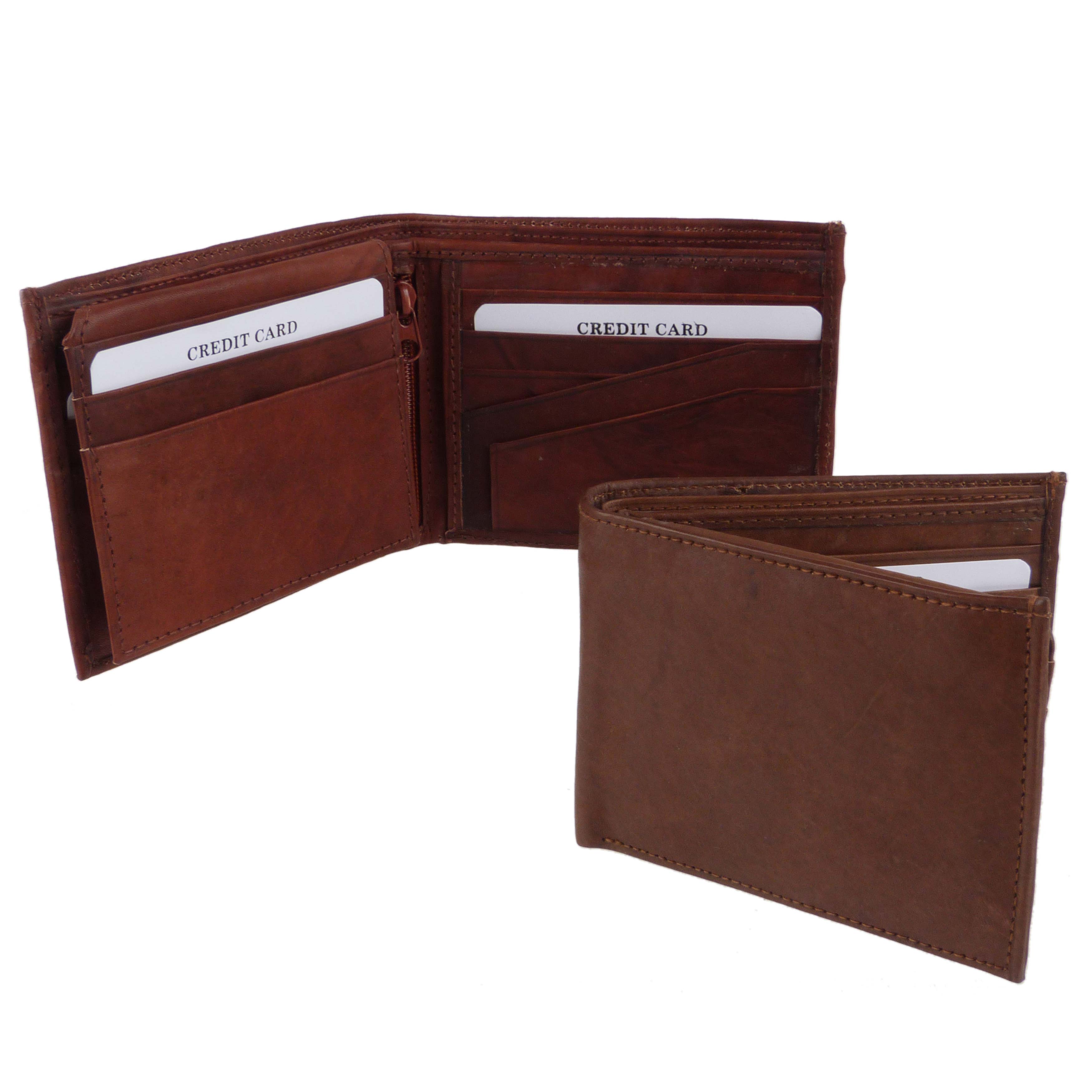 Billetera suave de cuero doble plegable para hombre de Oakridge sección abatible ranuras para tarjetas - Imagen 4 de 7