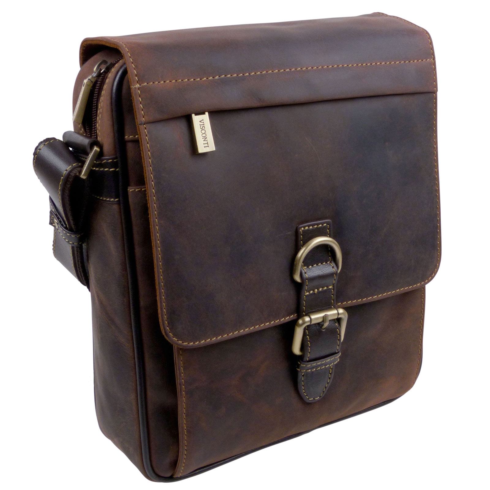 Visconti Leather Mens Messenger Bag - Hunter Collection - Picture 13 of 19