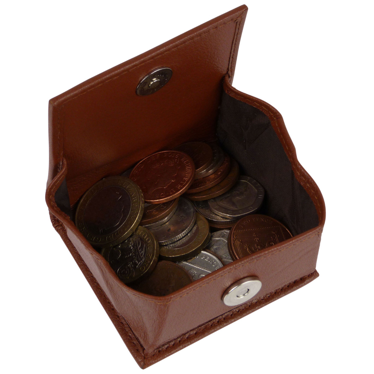 Borsa vassoio per monete Oakridge da uomo in pelle quadrata con tasca - Foto 23 di 26