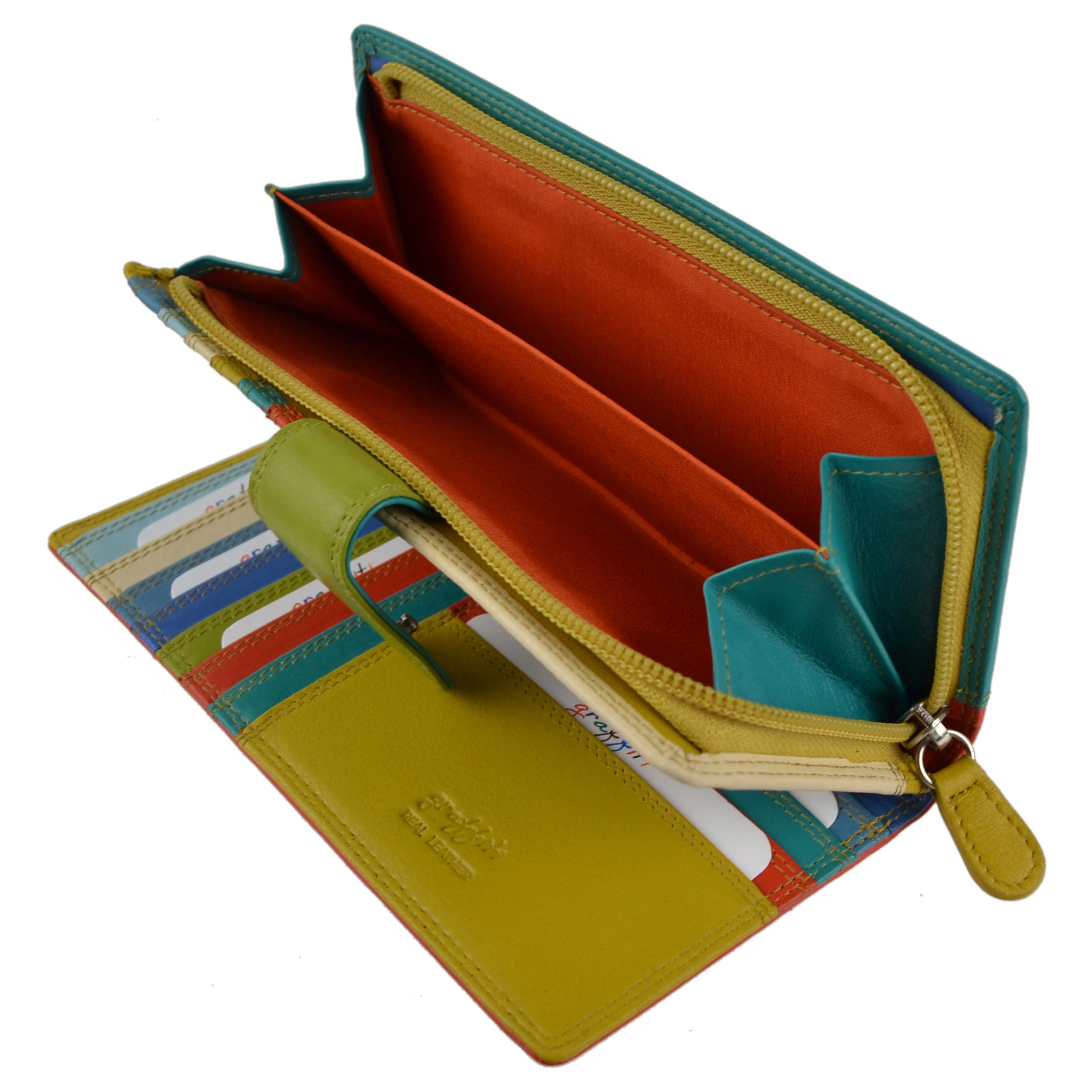 Ladies Leather Tabbed Purse/Wallet by Golunski; Graffiti Gift Box Bright Colours - Picture 54 of 103