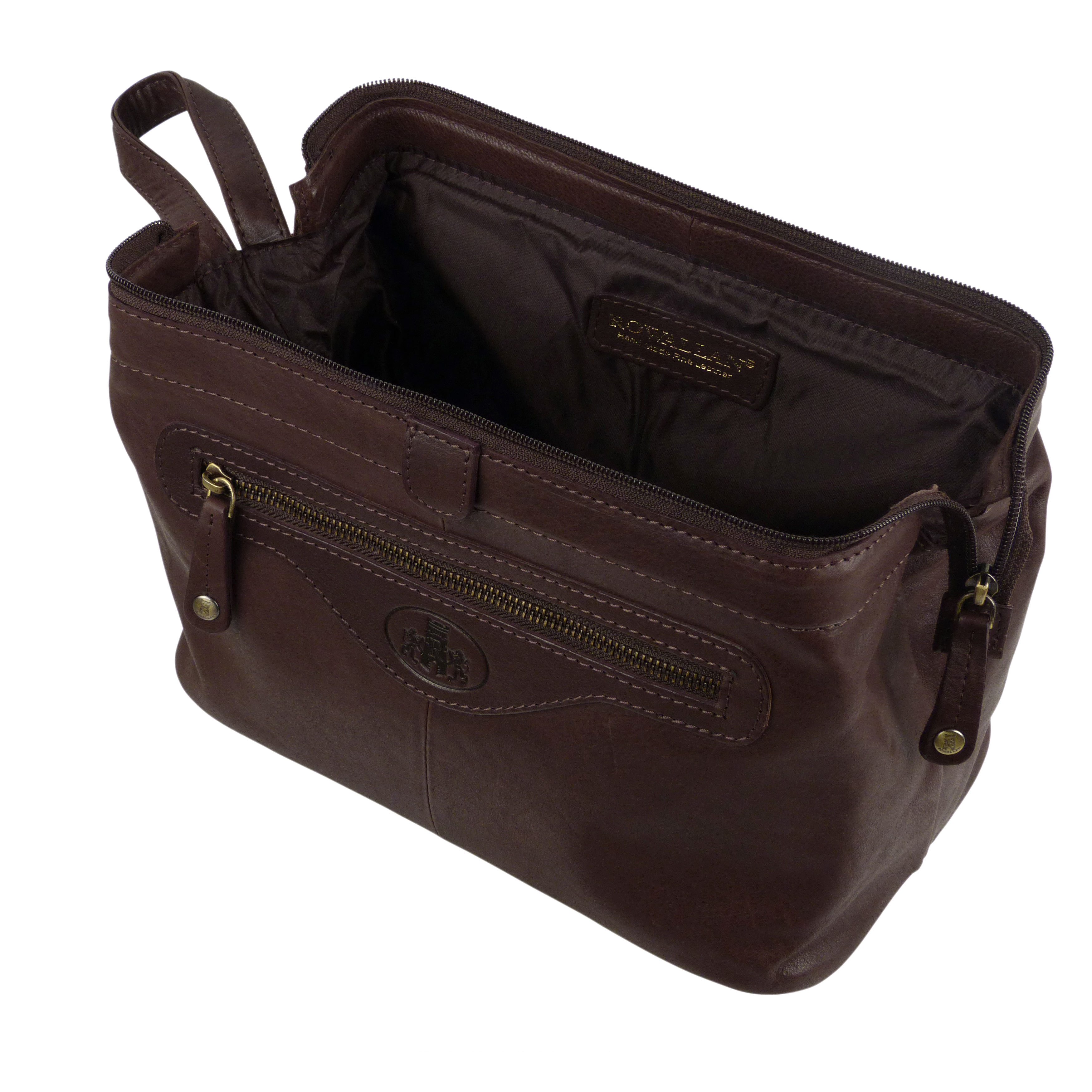 Mens Rowallan Large Quality Vintage Leather Wash Bag Travel Toiletries Black or | eBay