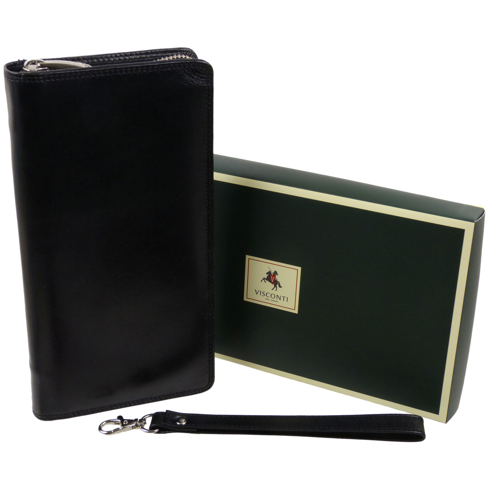 Visconti Mens Leather Travel Wallet Credit Cards Passport Holder 2 Colours Bl…