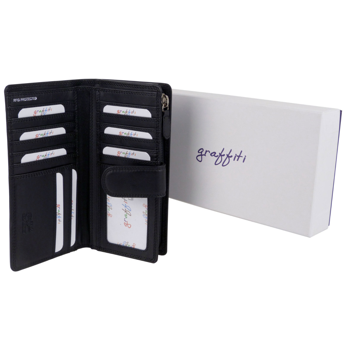 Ladies Leather Tabbed Purse/Wallet by Golunski; Graffiti Gift Box Bright Colours - Picture 87 of 103