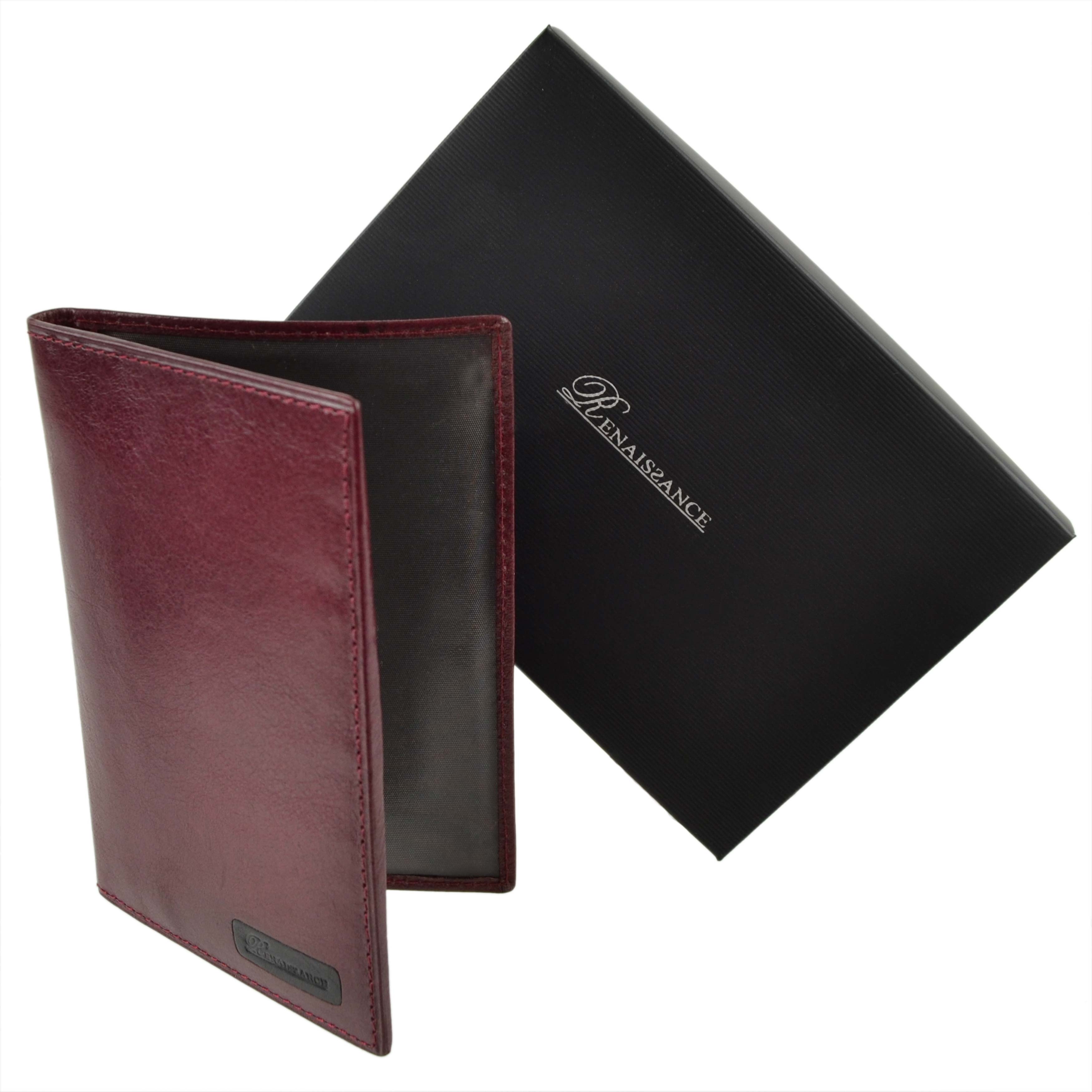 Mens Leather Passport/Document Wallet by Renaissance Gift Boxed Credit Cards