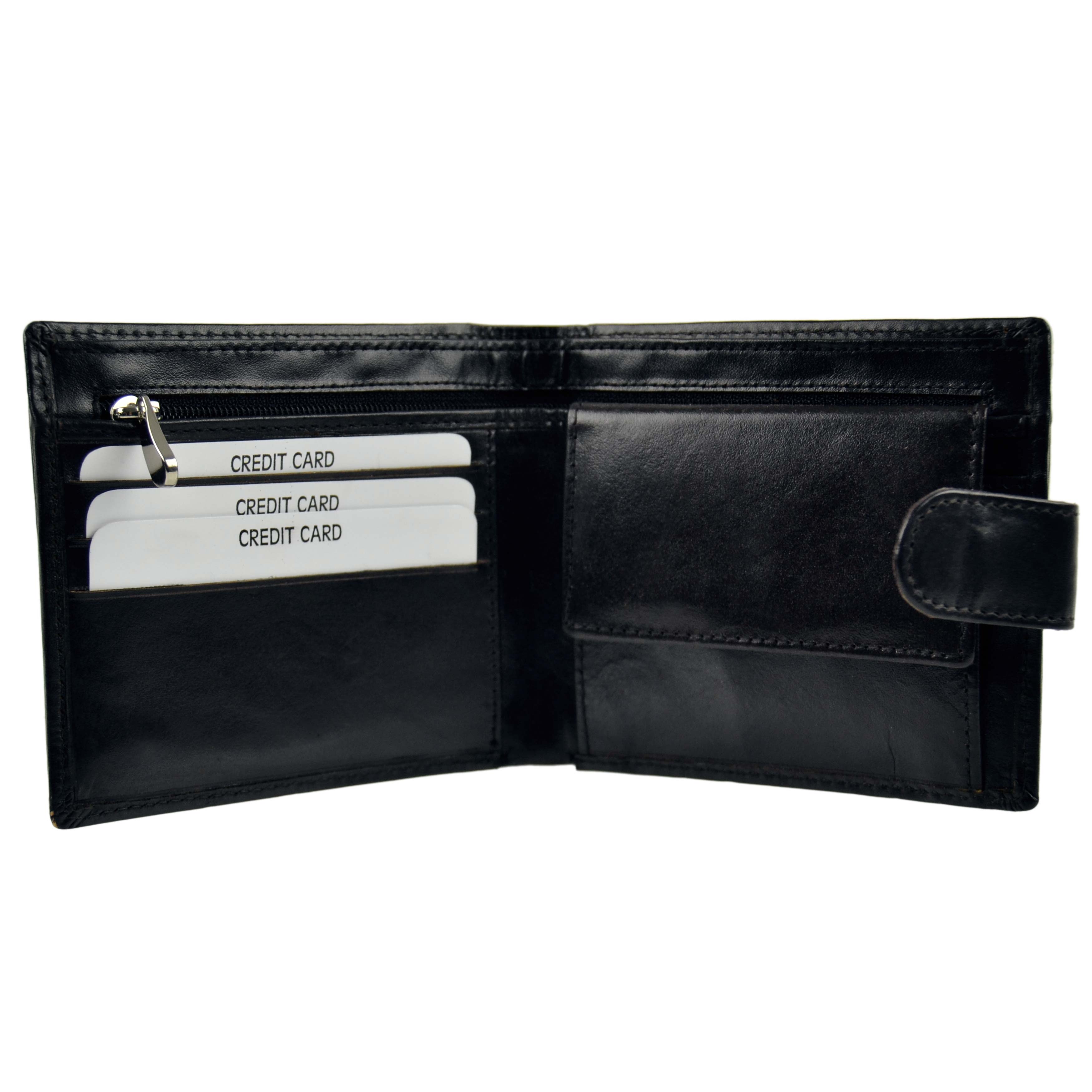 Mens Cowhide Leather Tabbed Bi-Fold Wallett by Rowallan of Scotland Compact - Picture 4 of 10