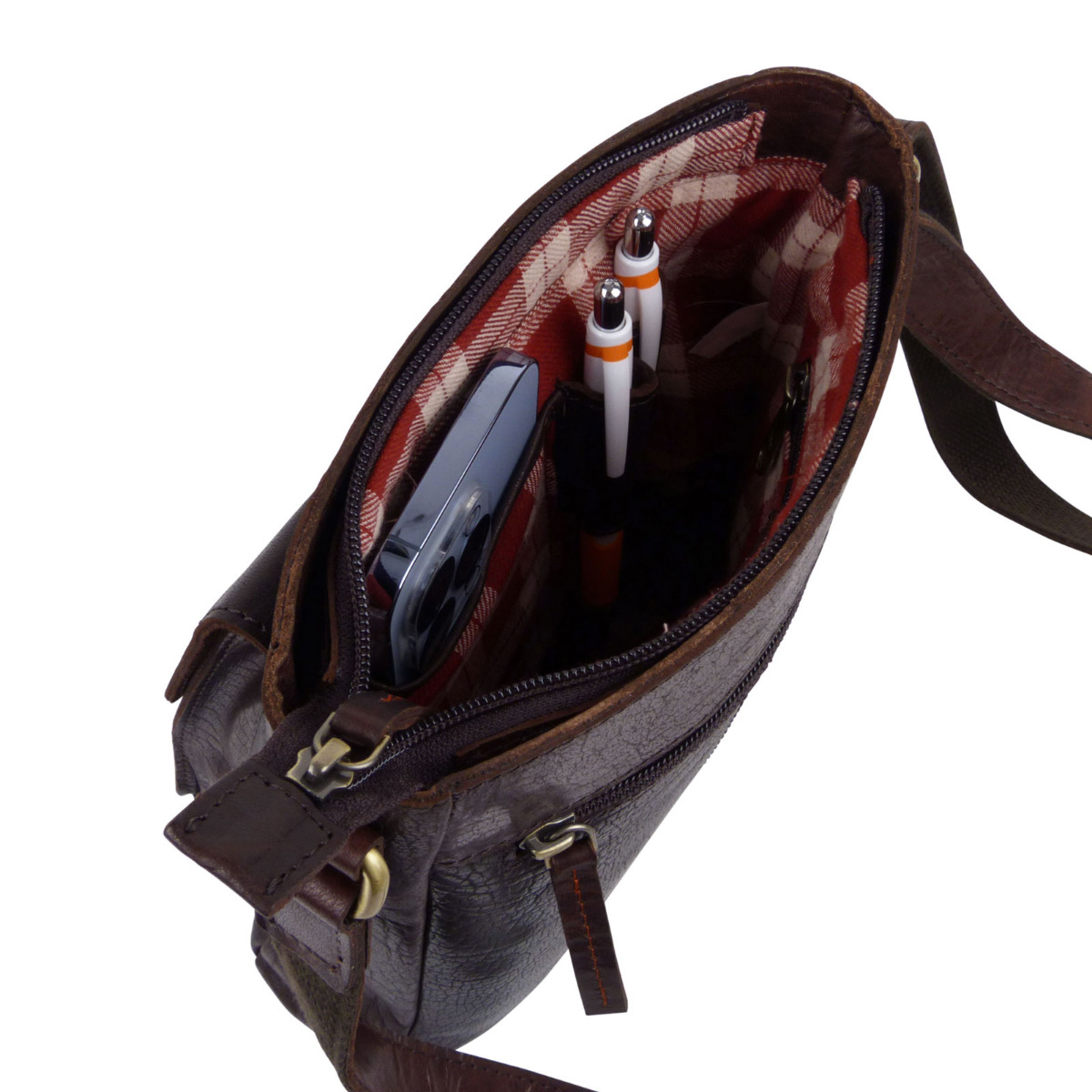 Rowallan of Scotland Leather Small Zip Top Cross Body Bag Espana Collection - Picture 14 of 16