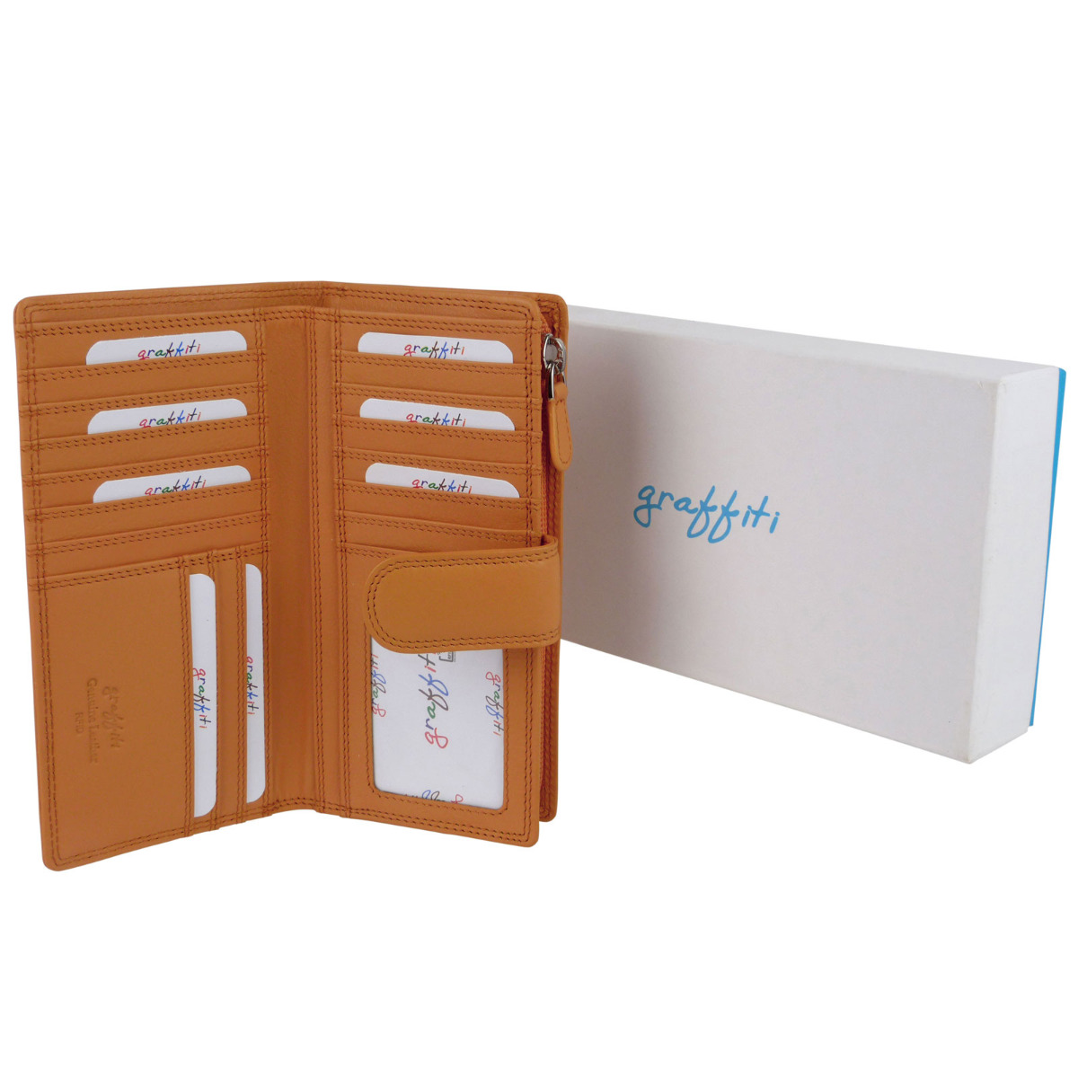 Ladies Leather Tabbed Purse/Wallet by Golunski; Graffiti Gift Box Bright Colours - Picture 81 of 103