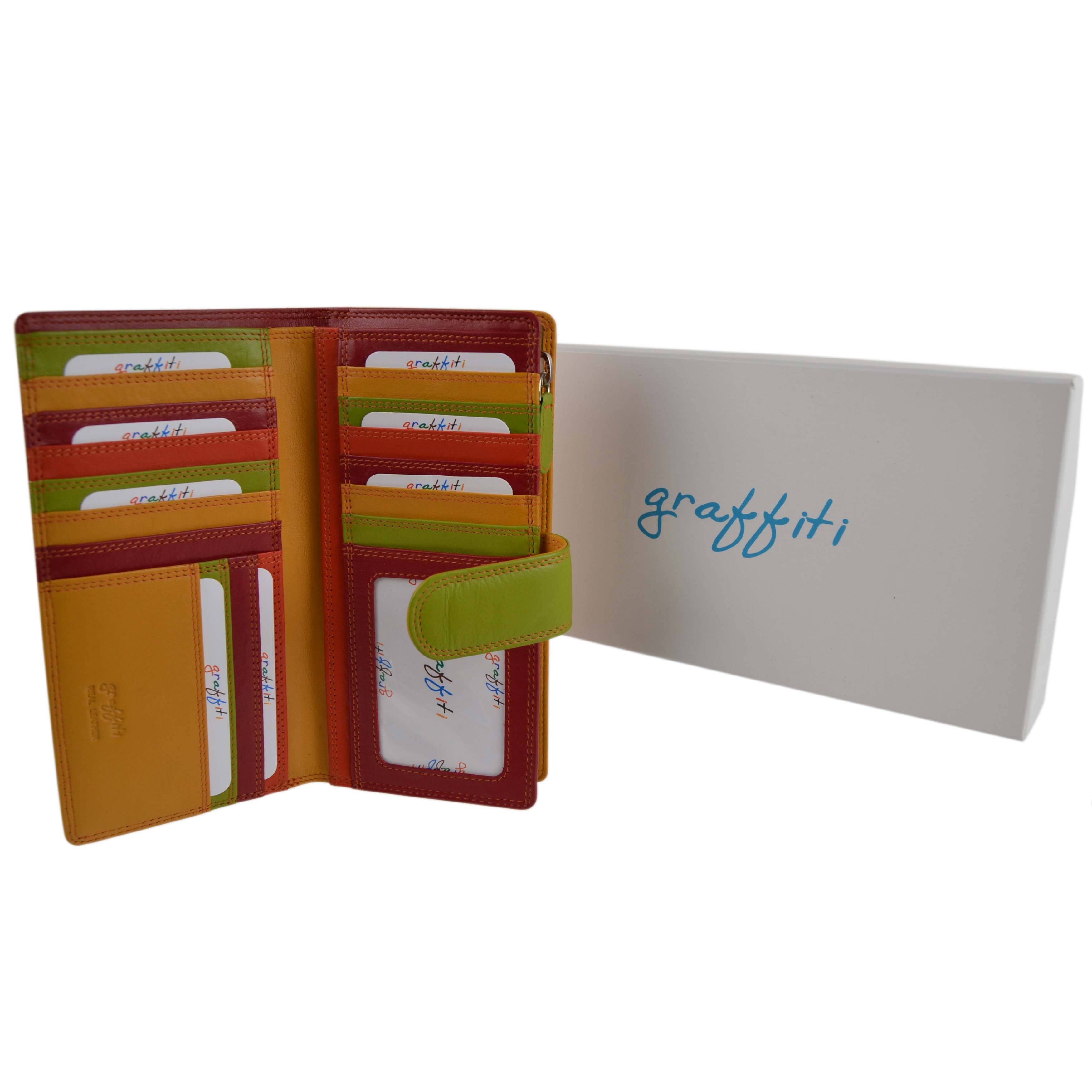 Ladies Leather Tabbed Purse/Wallet by Golunski; Graffiti Gift Box Bright Colours - Picture 63 of 103
