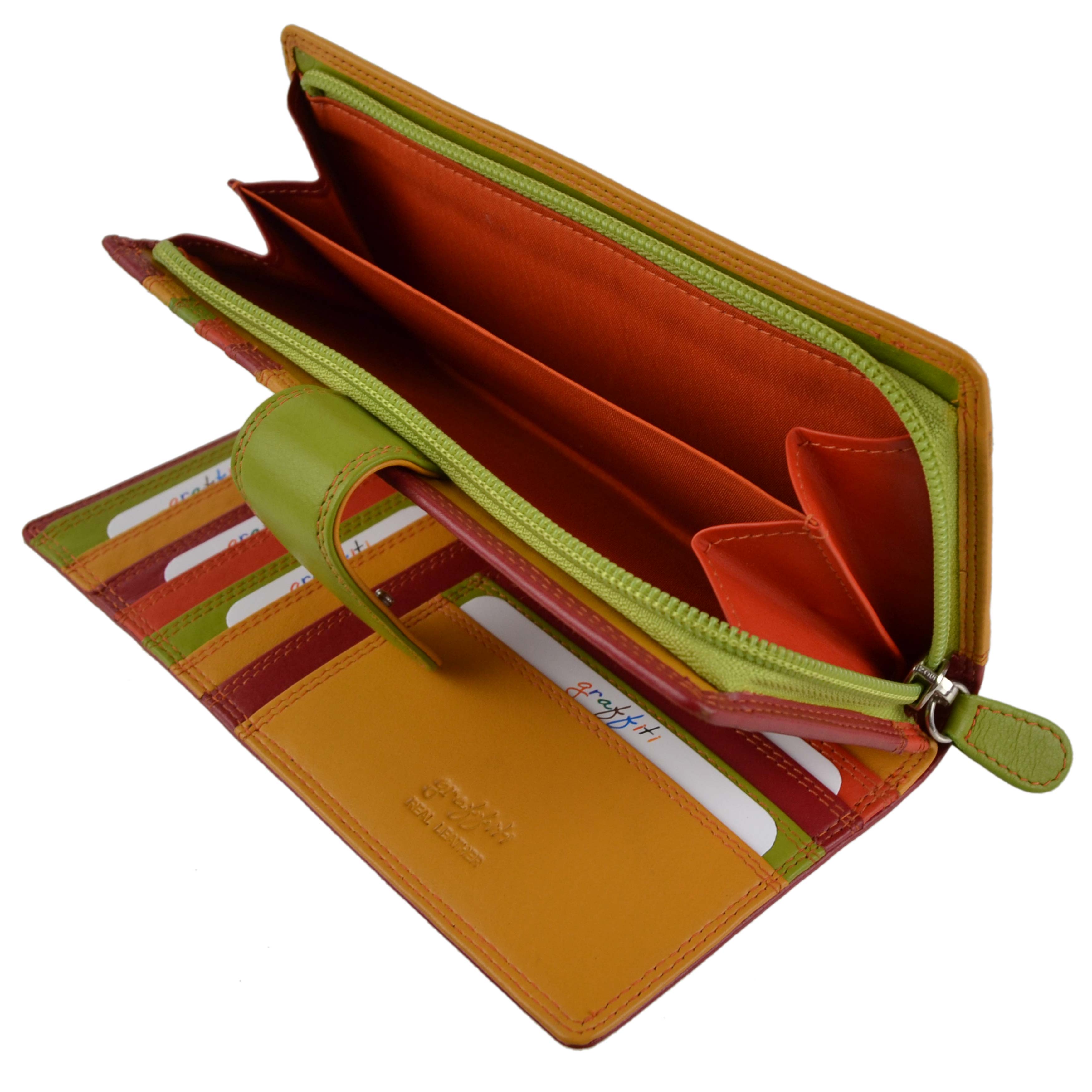 Ladies Leather Tabbed Purse/Wallet by Golunski; Graffiti Gift Box Bright Colours - Picture 66 of 103