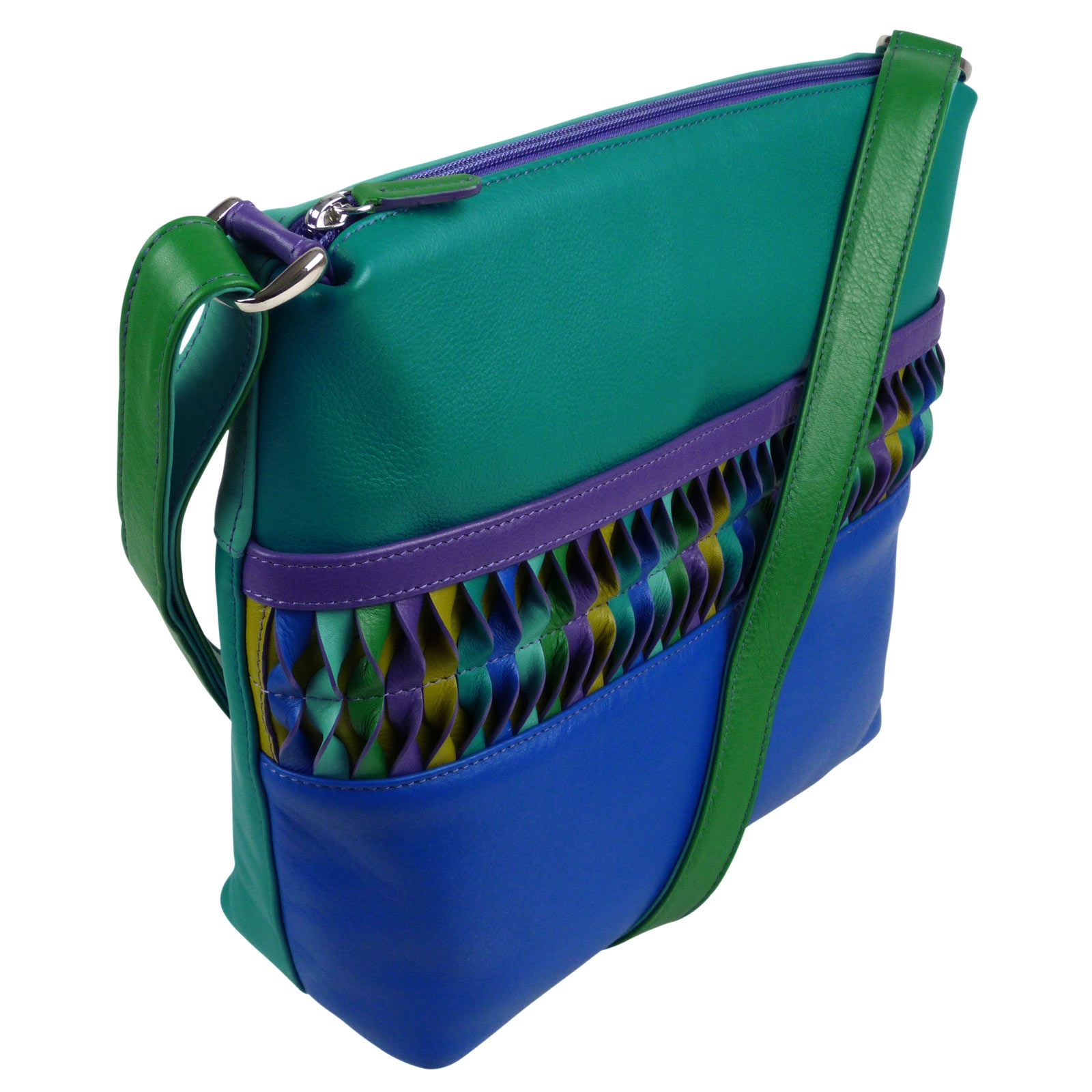 Ladies Leather Cross Body Shoulder Bag by Ili New York with Colourful Detail - Picture 5 of 14