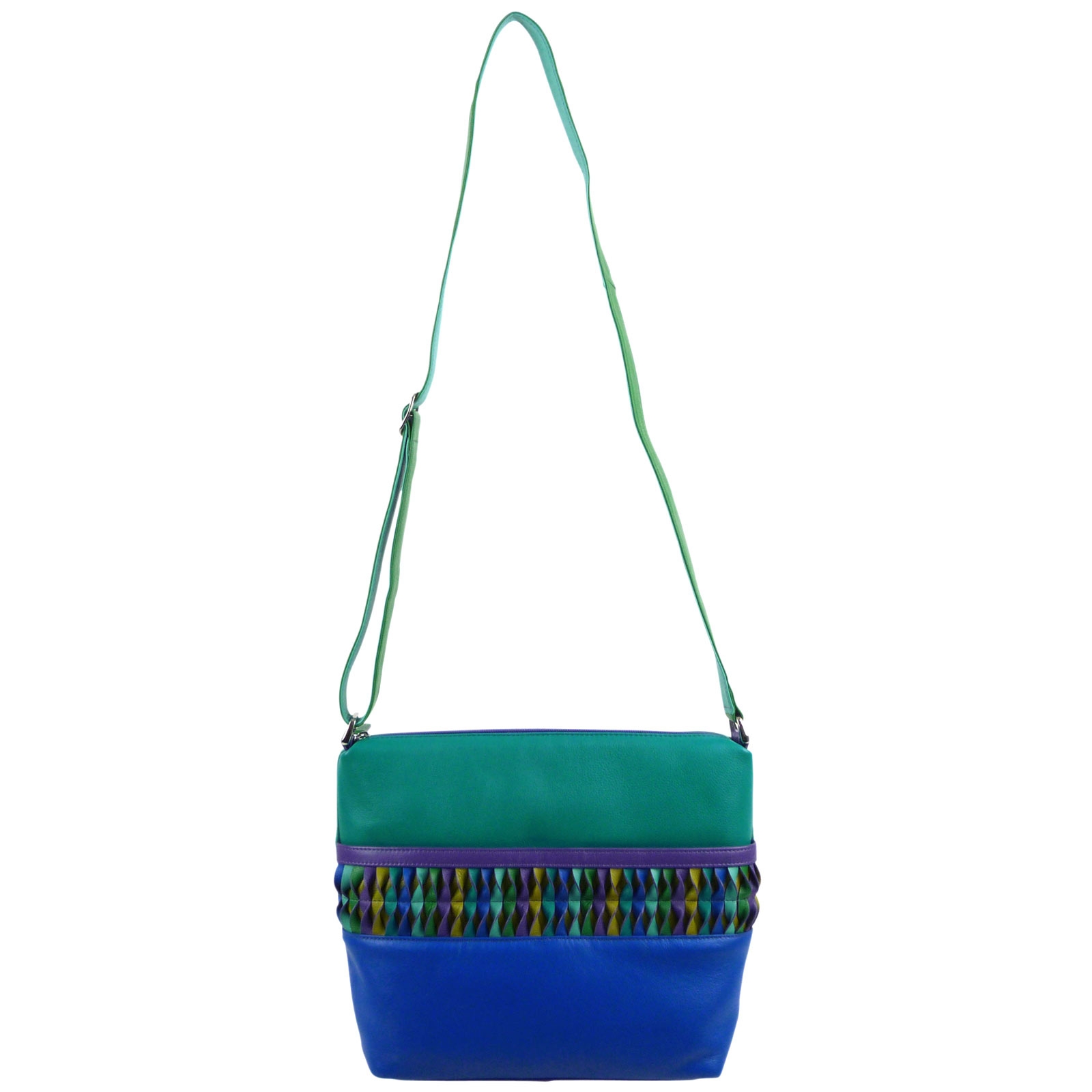 Ladies Leather Cross Body Shoulder Bag by Ili New York with Colourful Detail - Picture 6 of 14
