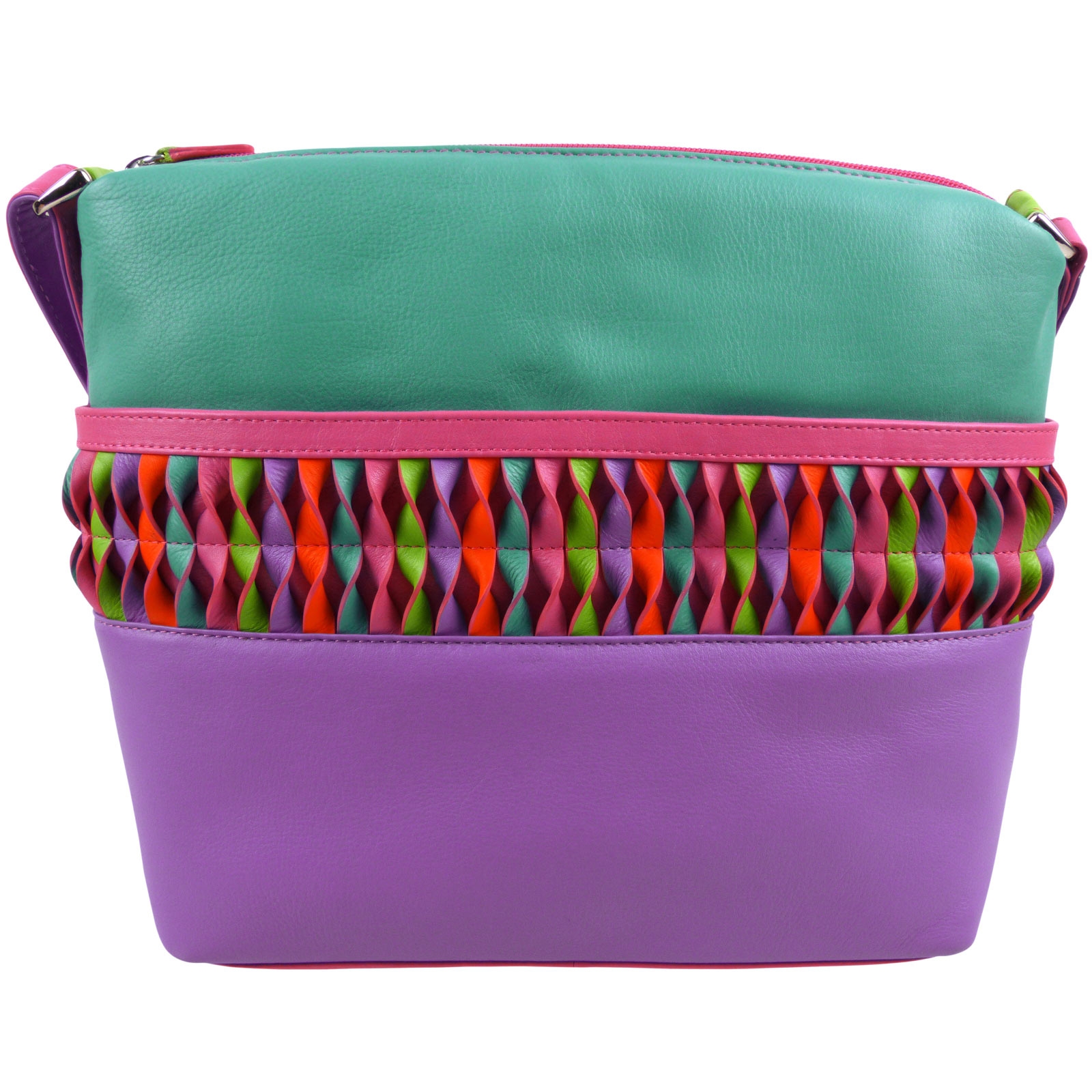 Ladies Leather Cross Body Shoulder Bag by Ili New York with Colourful Detail - Picture 12 of 14