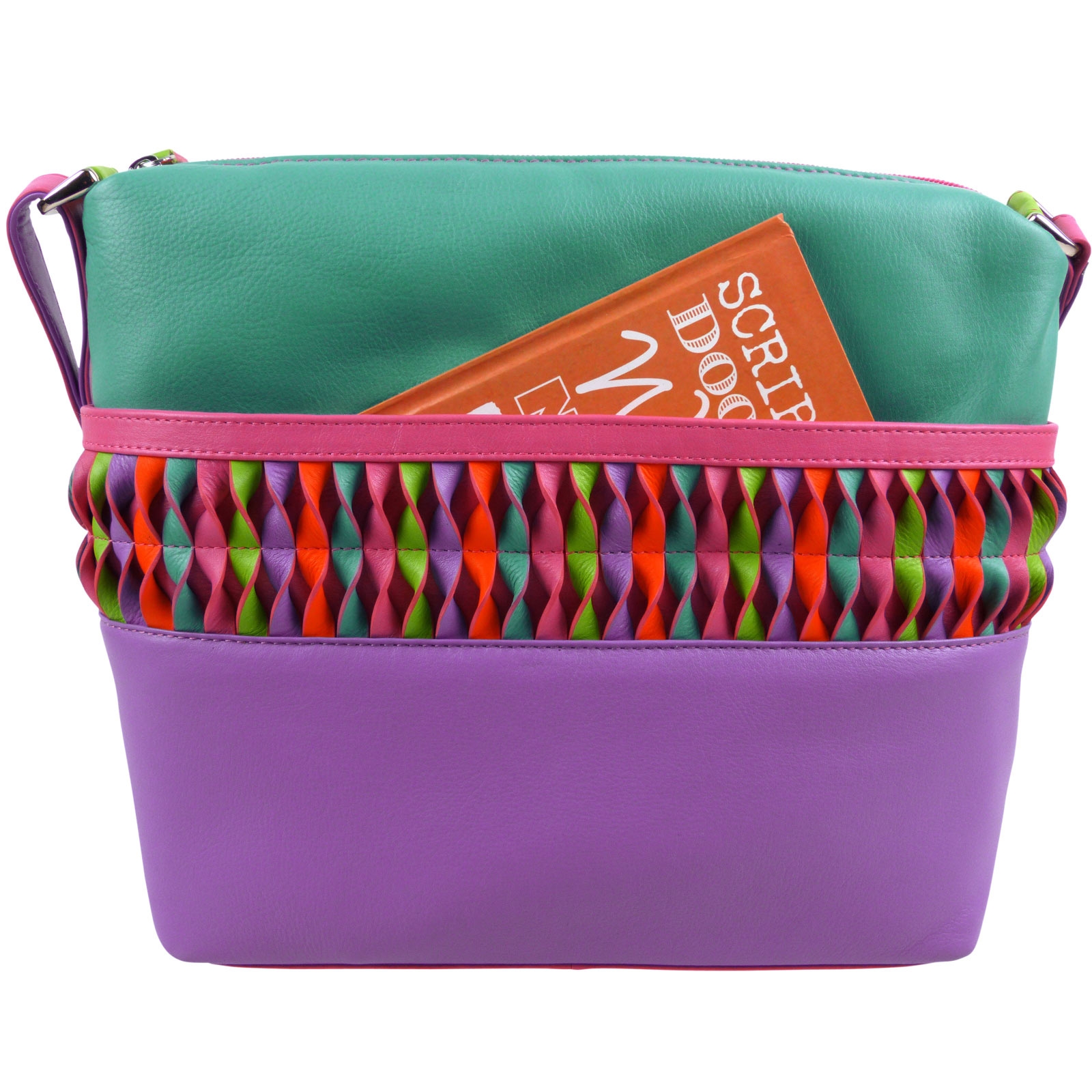 Ladies Leather Cross Body Shoulder Bag by Ili New York with Colourful Detail - Picture 13 of 14