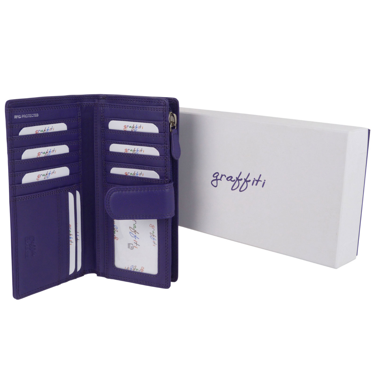 Ladies Leather Tabbed Purse/Wallet by Golunski; Graffiti Gift Box Bright Colours - Picture 93 of 103