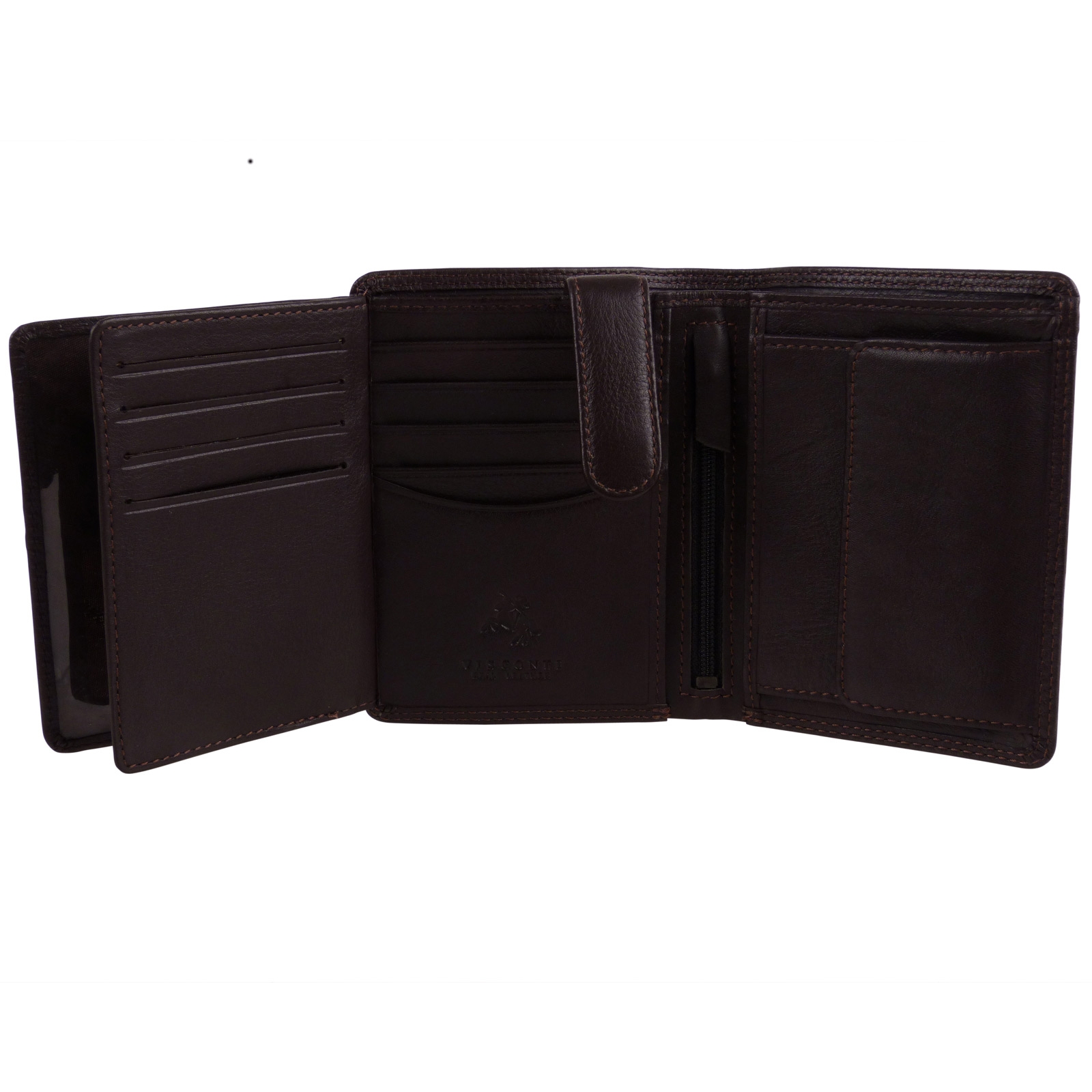Mens Boxed Quality Leather Wallet by Visconti in Black Or Choc Brown - Picture 8 of 14