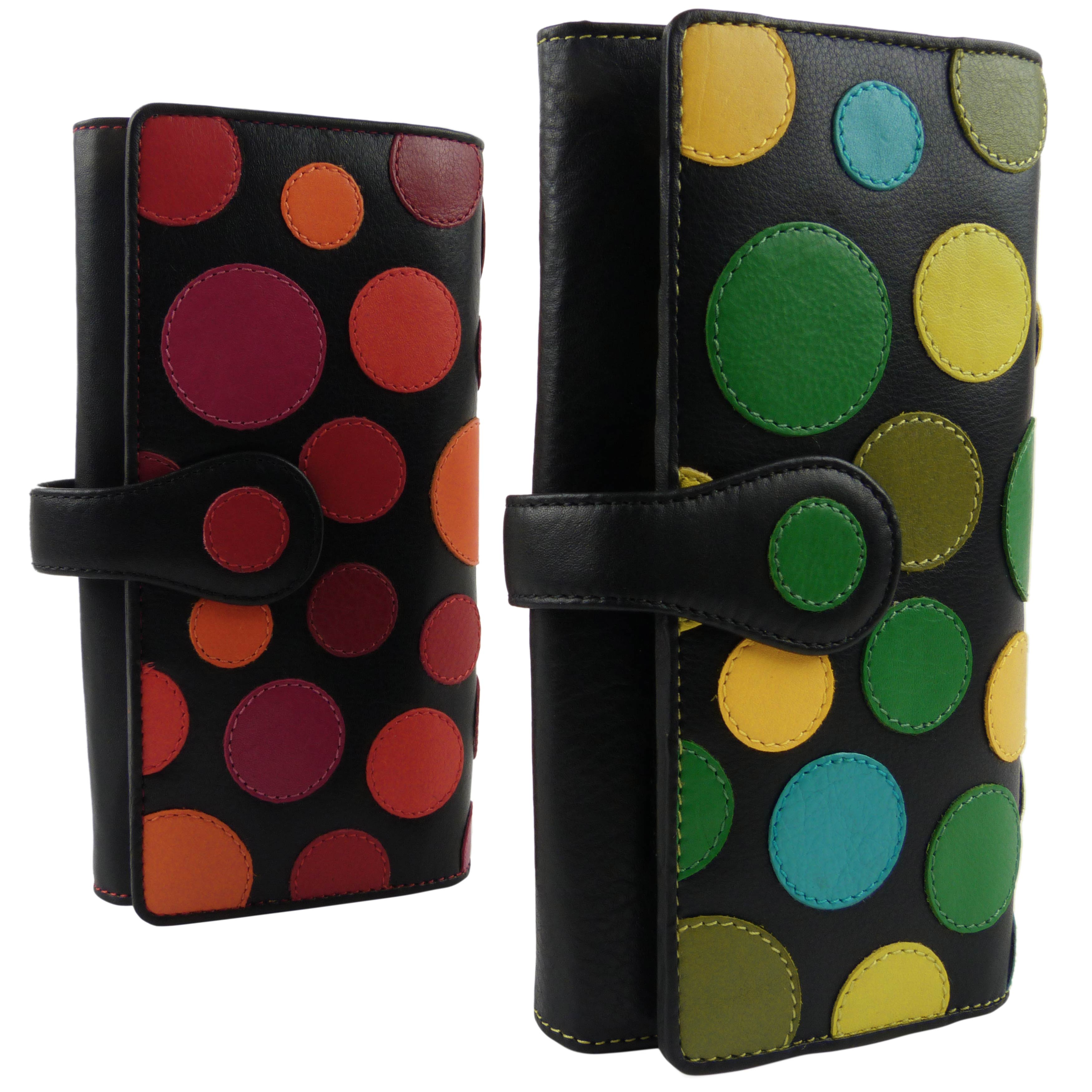 Visconti Women's Large Flap Over Polka Dot Wallet - Classic Multi-Colored Design - View #8