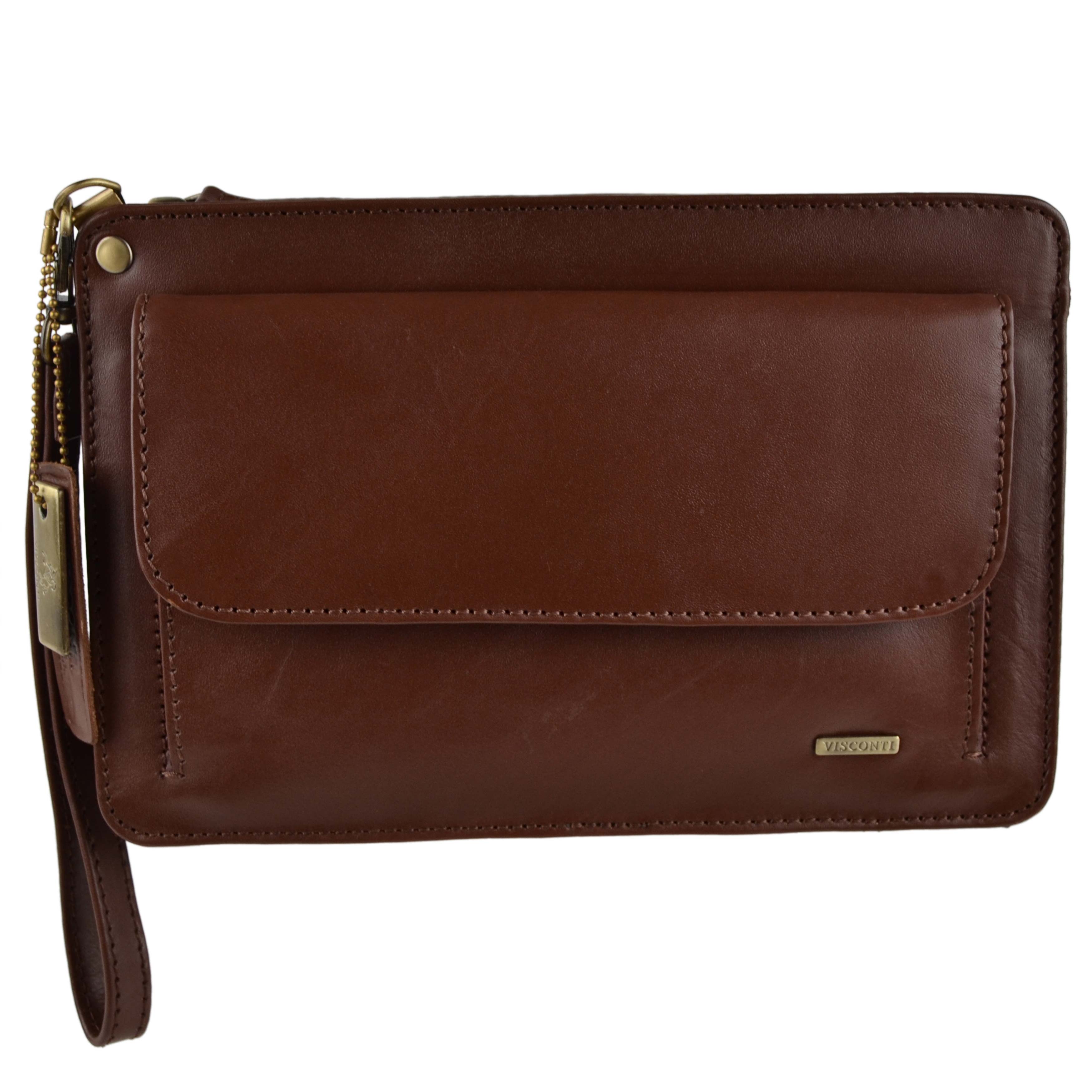 Visconti Leather Mens Wrist Bag Travel Organiser - Picture 11 of 14