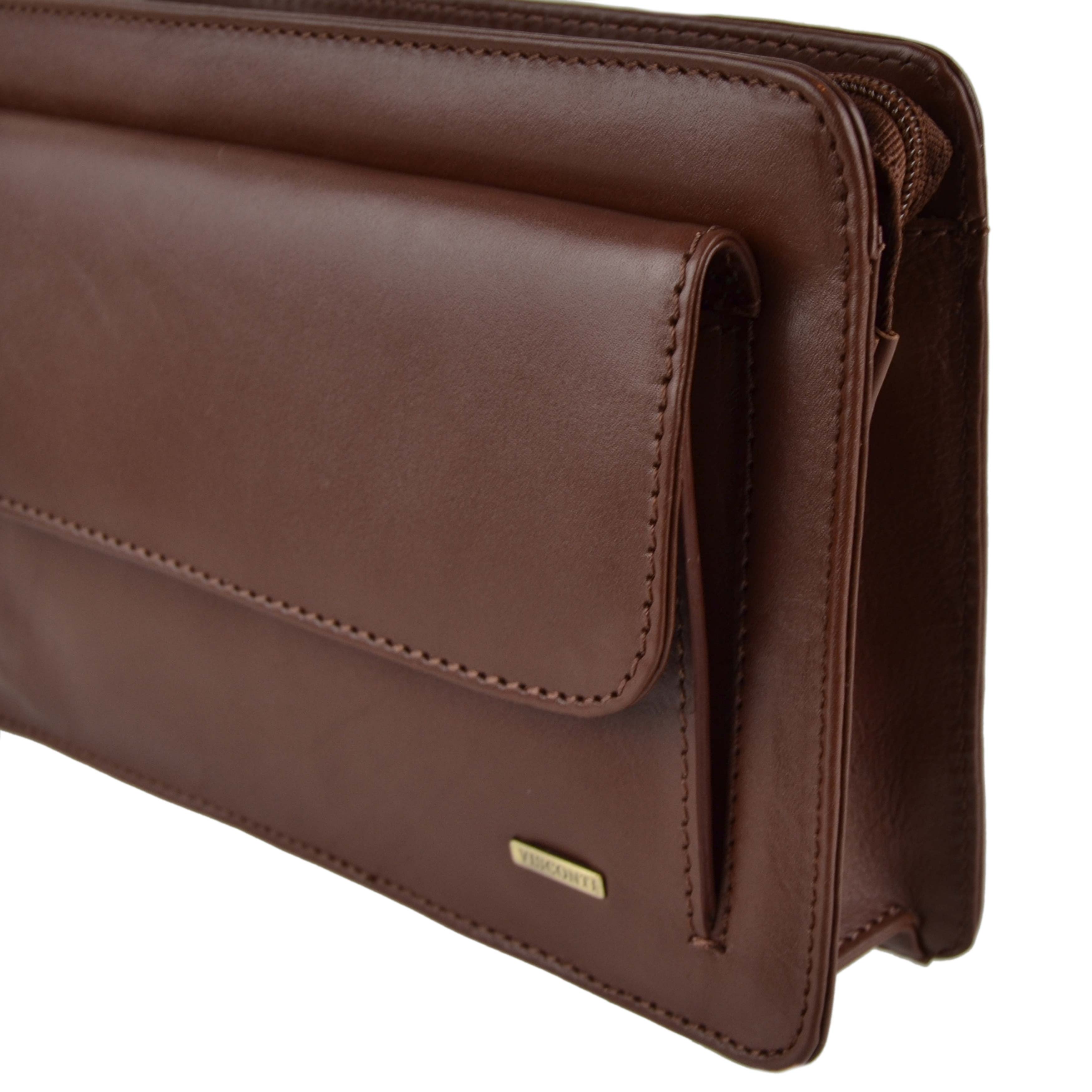 Visconti Leather Mens Wrist Bag Travel Organiser - Picture 14 of 14