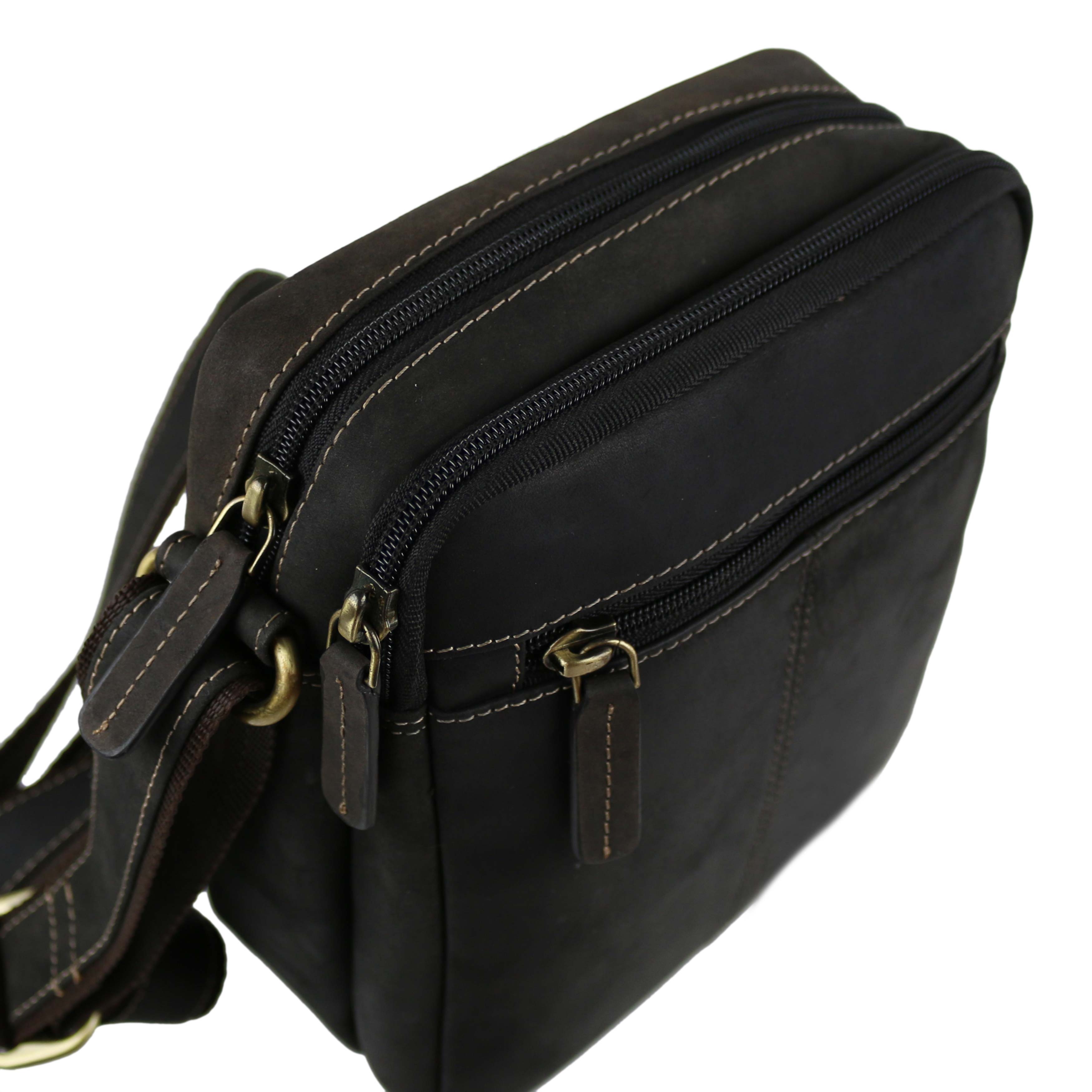 Ladies Mens Small Oiled Leather Cross Body Bag by Visconti; Merlin Travel - Picture 5 of 13